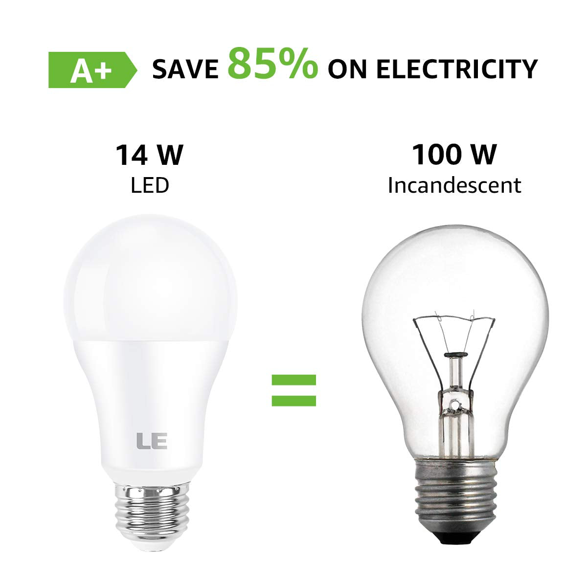 Lepro 100W Equivalent Led Light Bulbs, 14W 1500 Lumens 2700K Warm White Non-Dimmable, A19 E26 Standard Base, 10000 Hour Lifetime, Pack Of 3