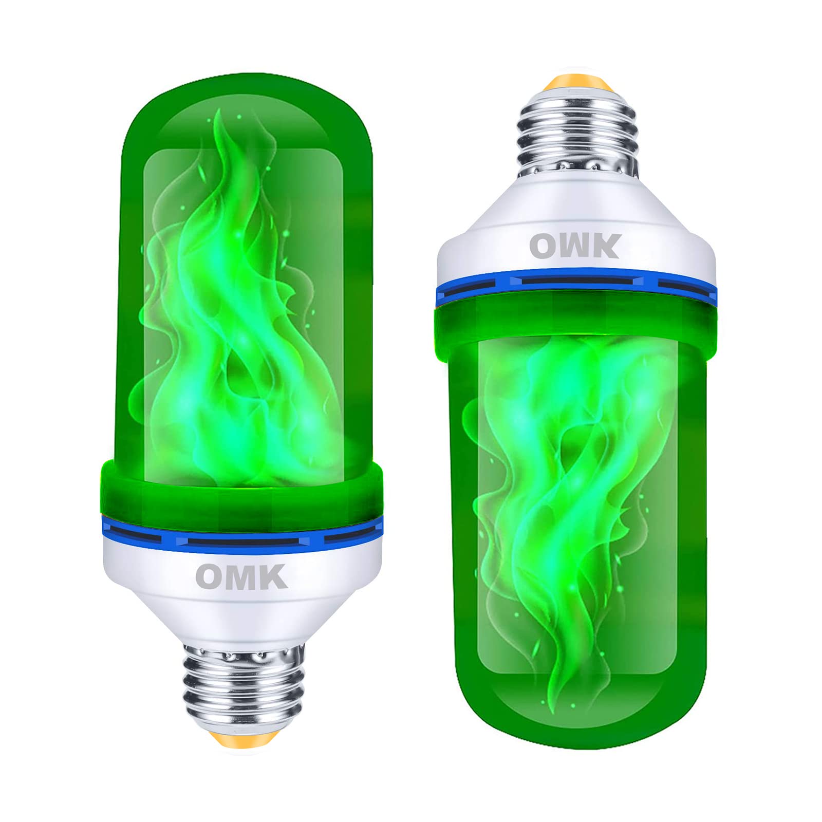 Omk Led Flame Effect Light Bulbs - 4 Modes Green - Indoor/Outdoor Christmas Decorations - 2 Pack - Model Fl96 - Abs Material