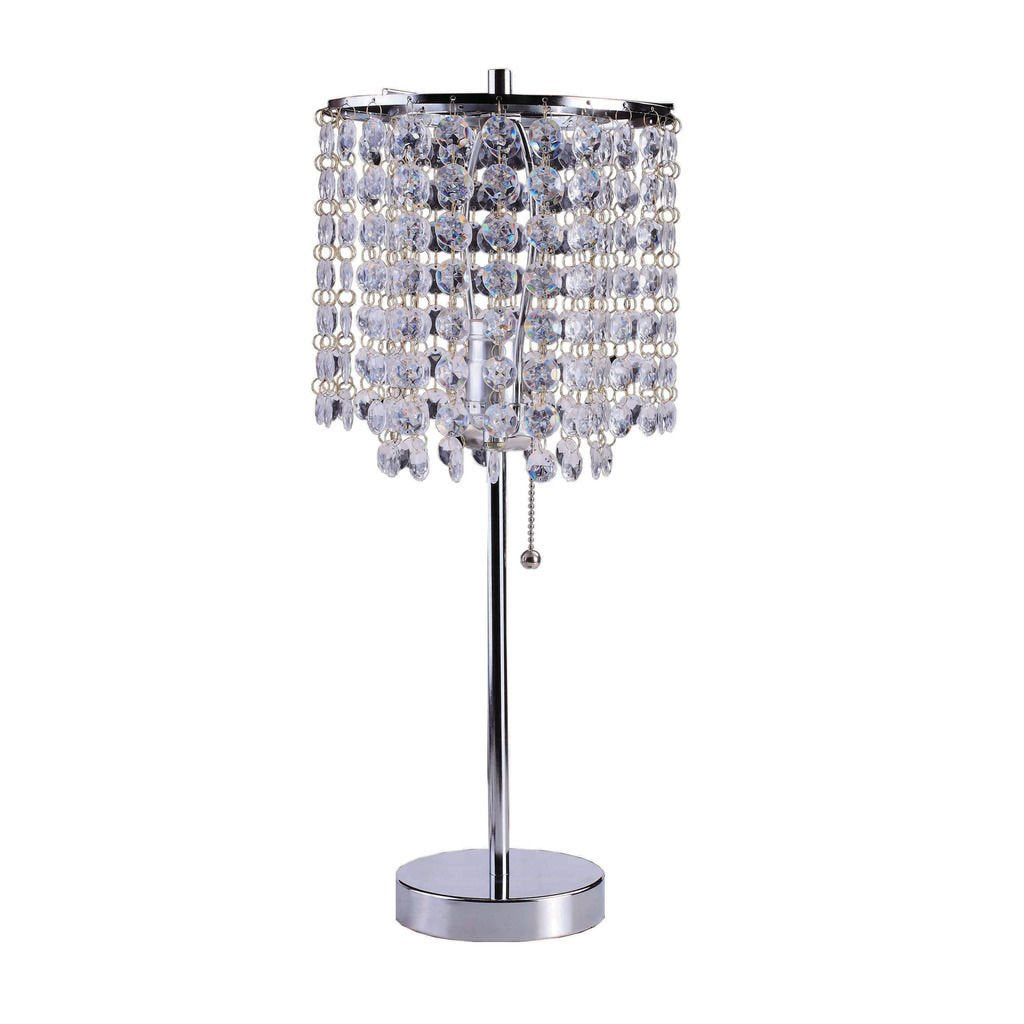 Ore International Deco Glam Table Lamp, Metal, 20.25in, Silver, Model 8315C