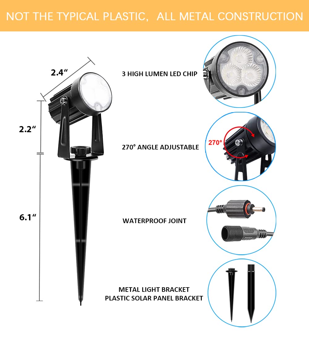 Aponuo Metal Outdoor Solar Landscape Lights Solar Lights Outdoor Waterproof Solar Landscape Spotlight For Yard Landscape Lightin