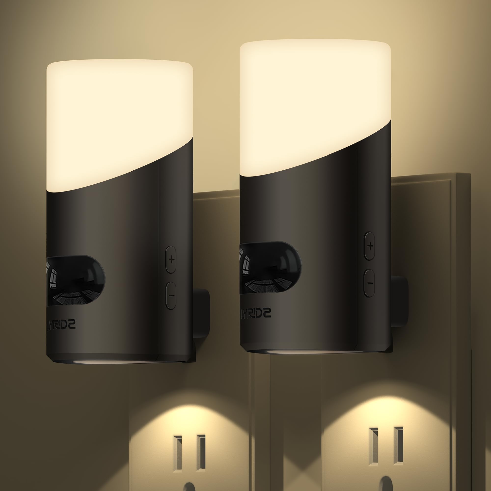 Lyridz Led Night Lights Plug Into Wall With Motion Sensor, 1-150Lm Dimmable Plug-In Nightlight Indoor For Bedroom, Bathroom, Hallway, Stairs, Pet House, Toilet, 2 Pack