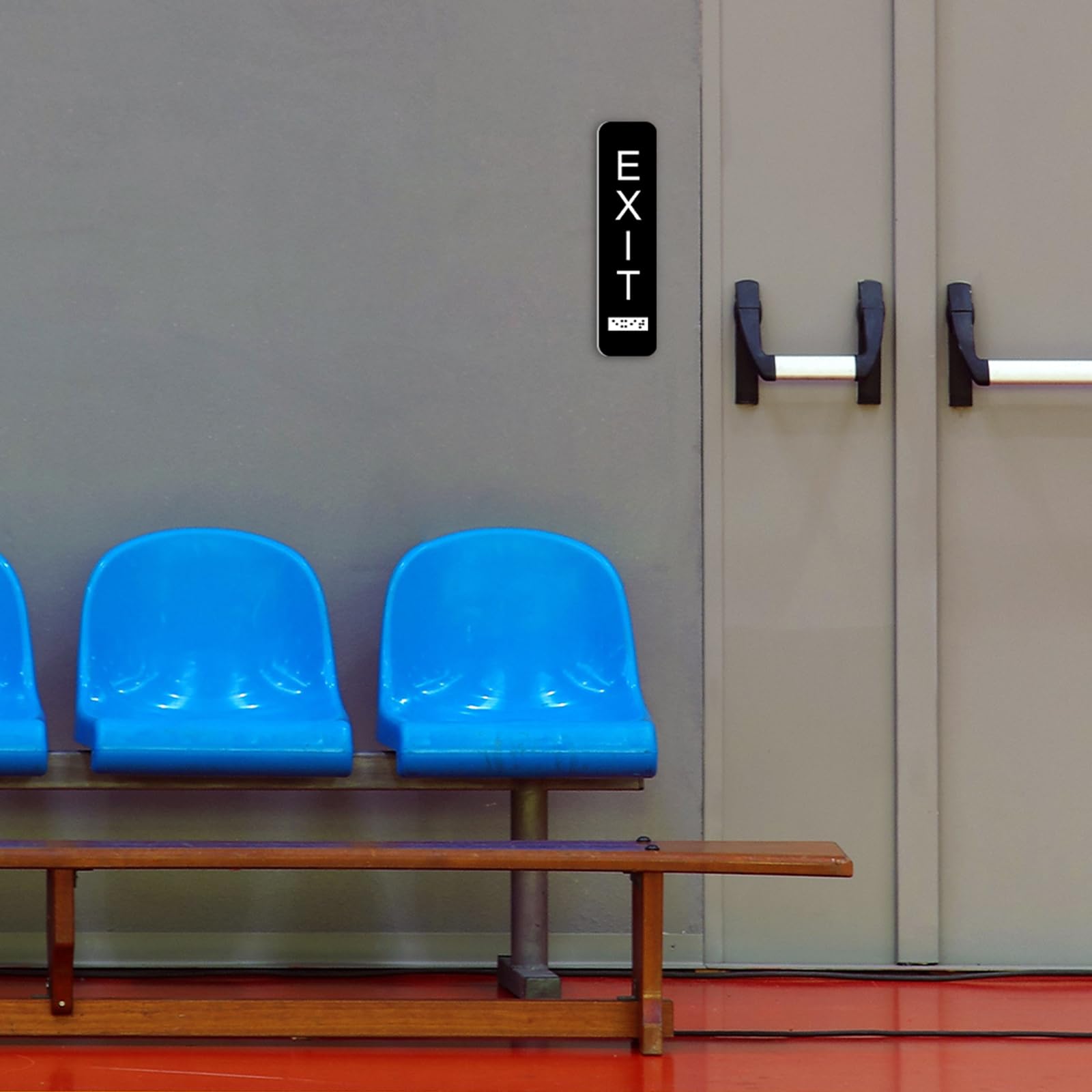 Tandefio 4 Pcs Vertical Exit Sign With Braille 8X2 Inch Exit Signs For Business Ada-Compliant Braille And Raised Letters Ada Exit Sign With Adhesive Mounting Strips For Indoor Outdoor