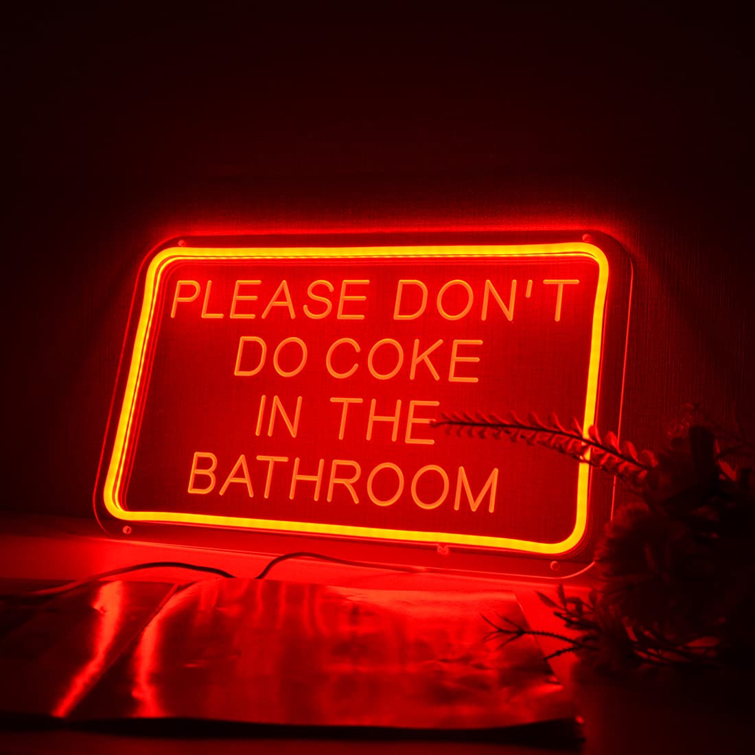 Planzo Red LED Neon Sign, USB Powered, 15.75in x 9.84in, Indoor Wall Decor, Model PL5VPleasedontRed