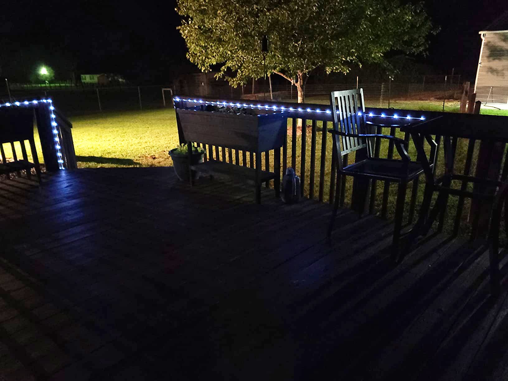 Honche Solar Rope Light 33FT LED Copper Fairy String Lights IP65 Weatherproof Cool White for Outdoor Garden Party Decor