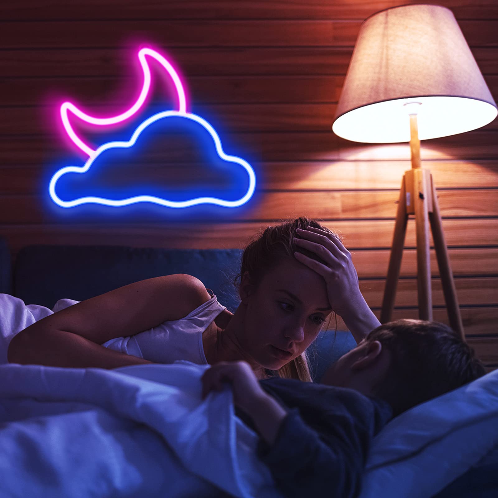 JTLMEEN Neon Sign - Cloud and Moon Led Neon Light, Neon Lights Sign for Wall Decor USB Powered Led Neon Signs for Bedroom Kids R