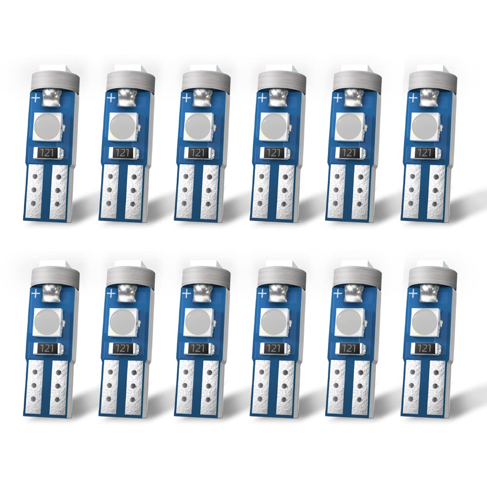 Nanpoku Super Bright 12X T5 74 73 37 2721 Led Bulb For Dashboard Instrument Panel Gauge Cluster Indicator Lights(Blue)