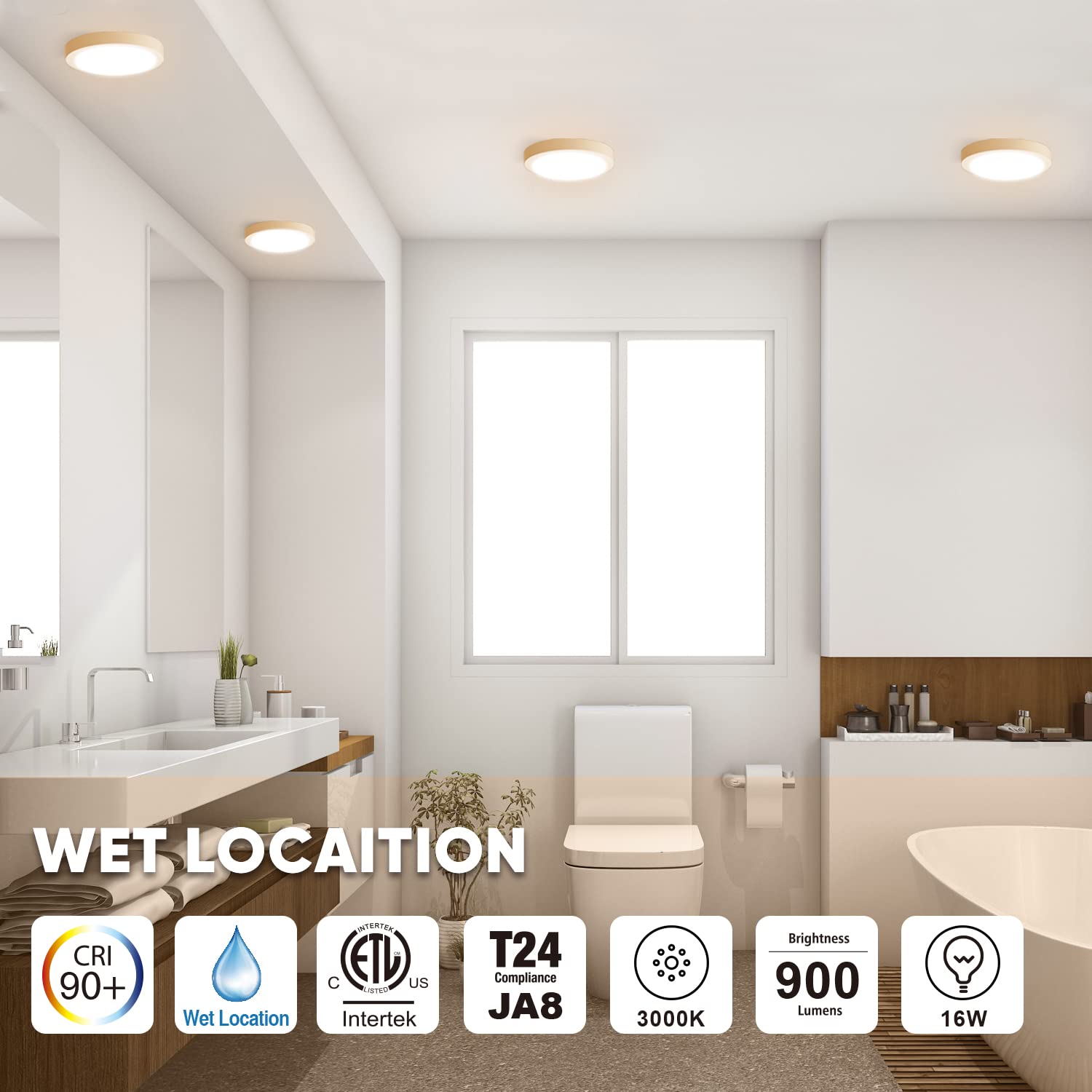 Greenlux 7'' Led Flush Mount Ceiling Light,120V 16W 900Lm,3000K Warm White Round Flat Panel Light, Surface Mounted Downlight(Whi