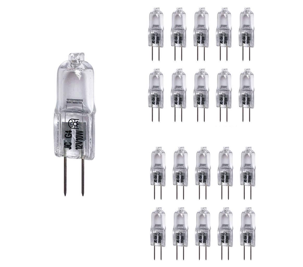 VSTAR G4 Halogen Light Bulb 10W Clear Glass Bi-pin Base 12V 20 Pack