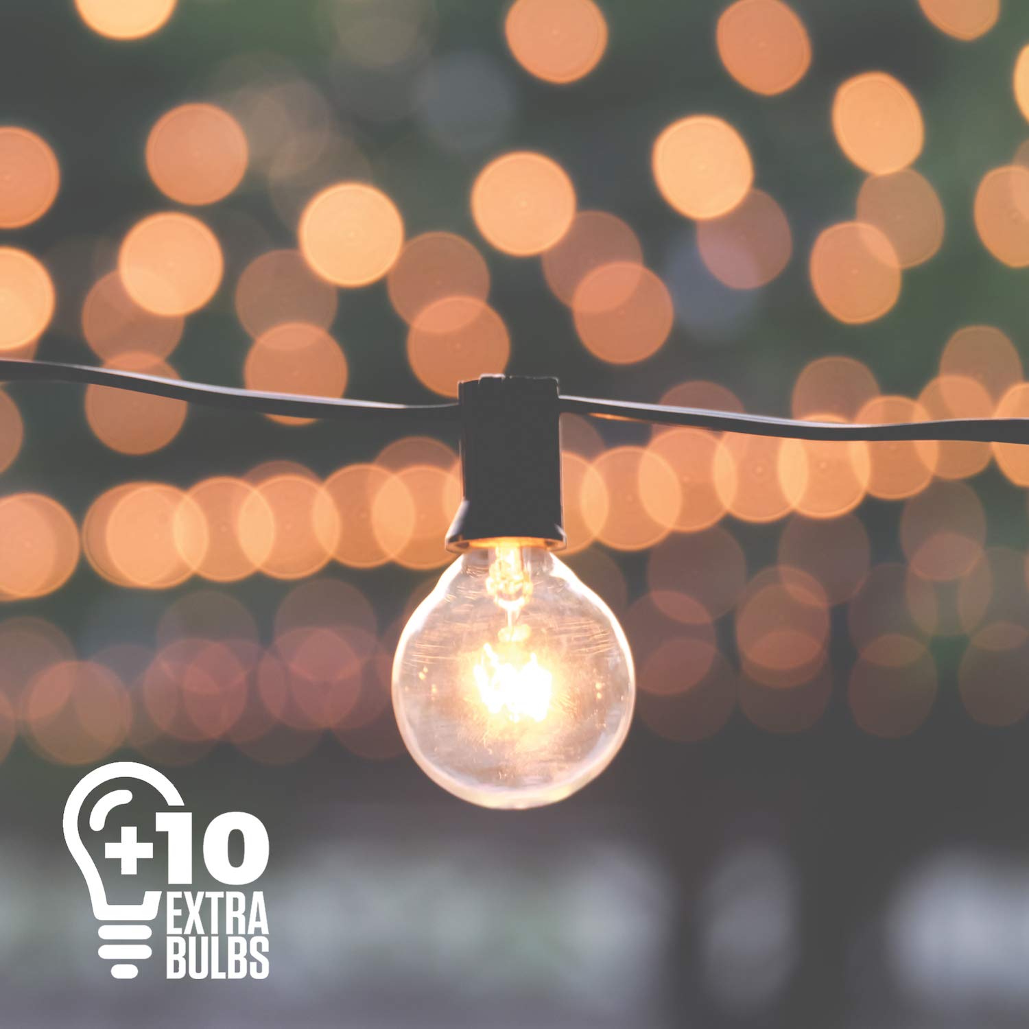 Outdoor Lighting Store 50ft Black Globe String Lights, 60 G40 Bulbs, Waterproof, Indoor-Outdoor, Model SYNCHKG101551