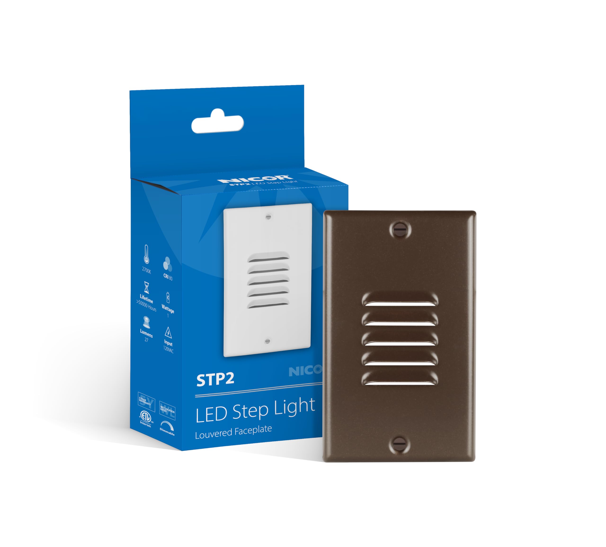 NICOR Lighting STP2 Vertical Louvered Oil-Rubbed Bronze LED Step Light (STP2L120VOB)
