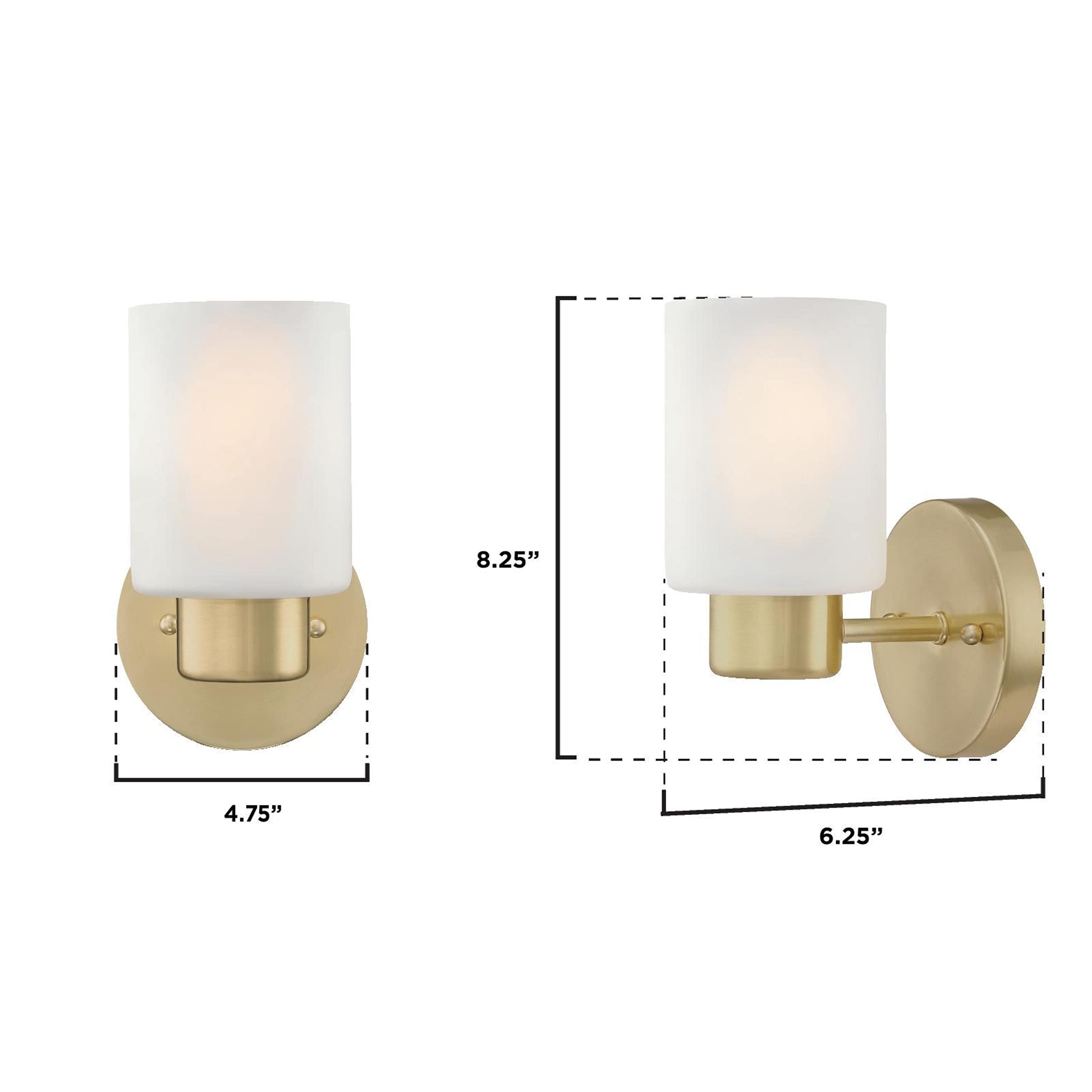Westinghouse Transitional One Light Wall Fixture, 1-Light, Metal, Champagne Brass, Model 6126400, Frosted Glass