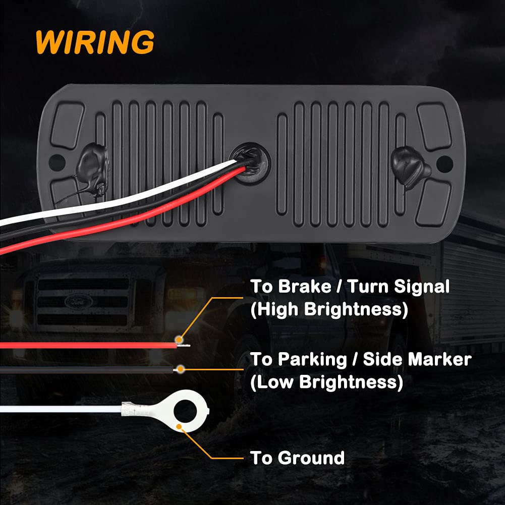 At-Haihan Pack Of 2 Aluminum Housing Amber Led Trailer Turn Signal Brake Parking Side Maker Lights, Dot Compliant Waterproof Surface Mount Lighting For Truck Tractor Jeep Rv