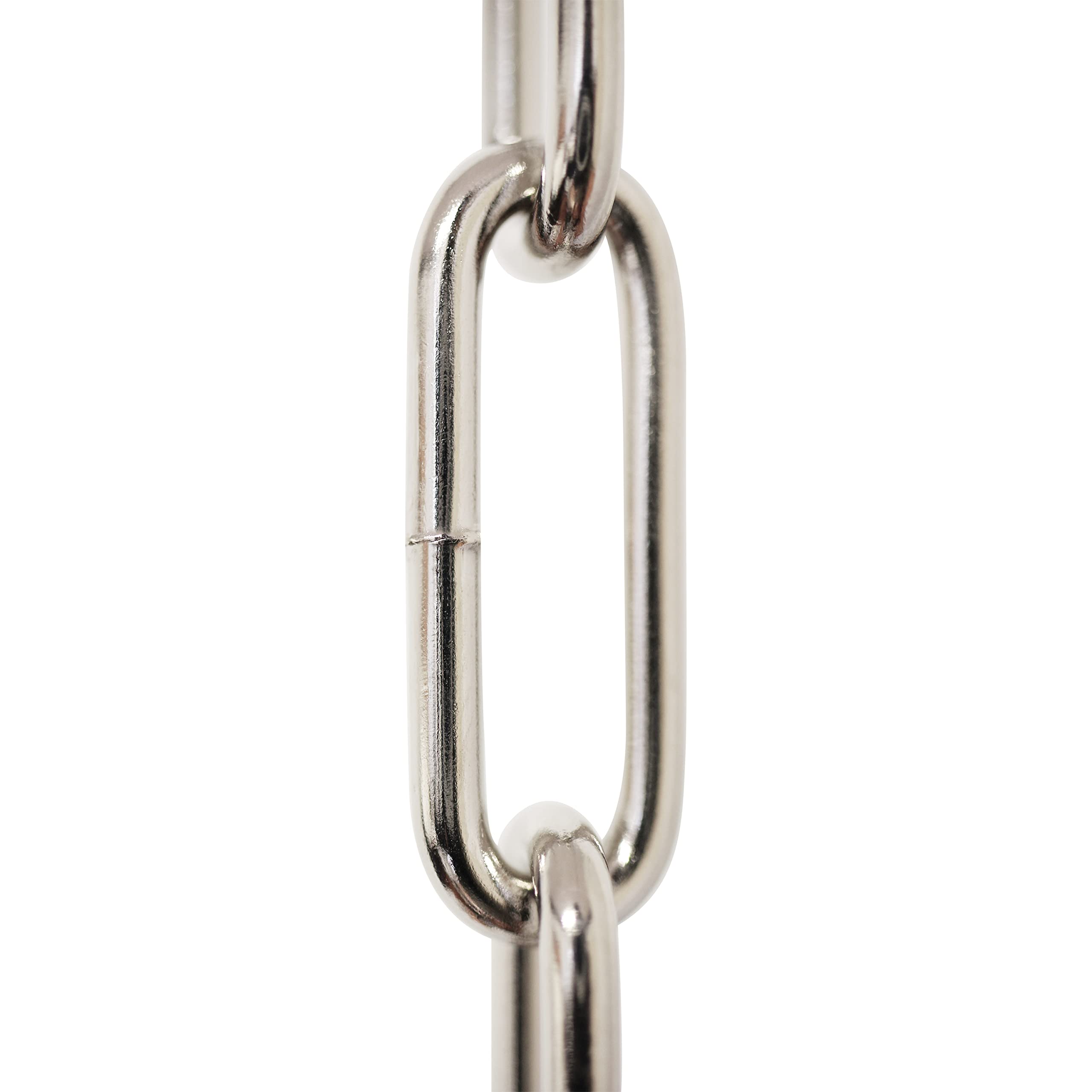 RCH Hardware Decorative Solid Steel Oval Link Fixture Chain, 9 Gauge, 10 Foot, Polished Nickel Finish, Model CH-S59-04-PN-10