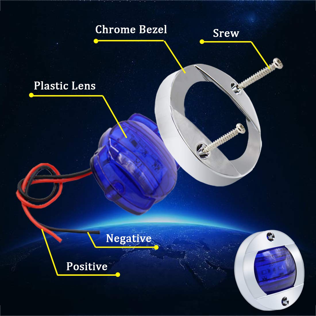 Boaton LED Night Fishing Lights, Marine Boat Interior Lights, Blue
