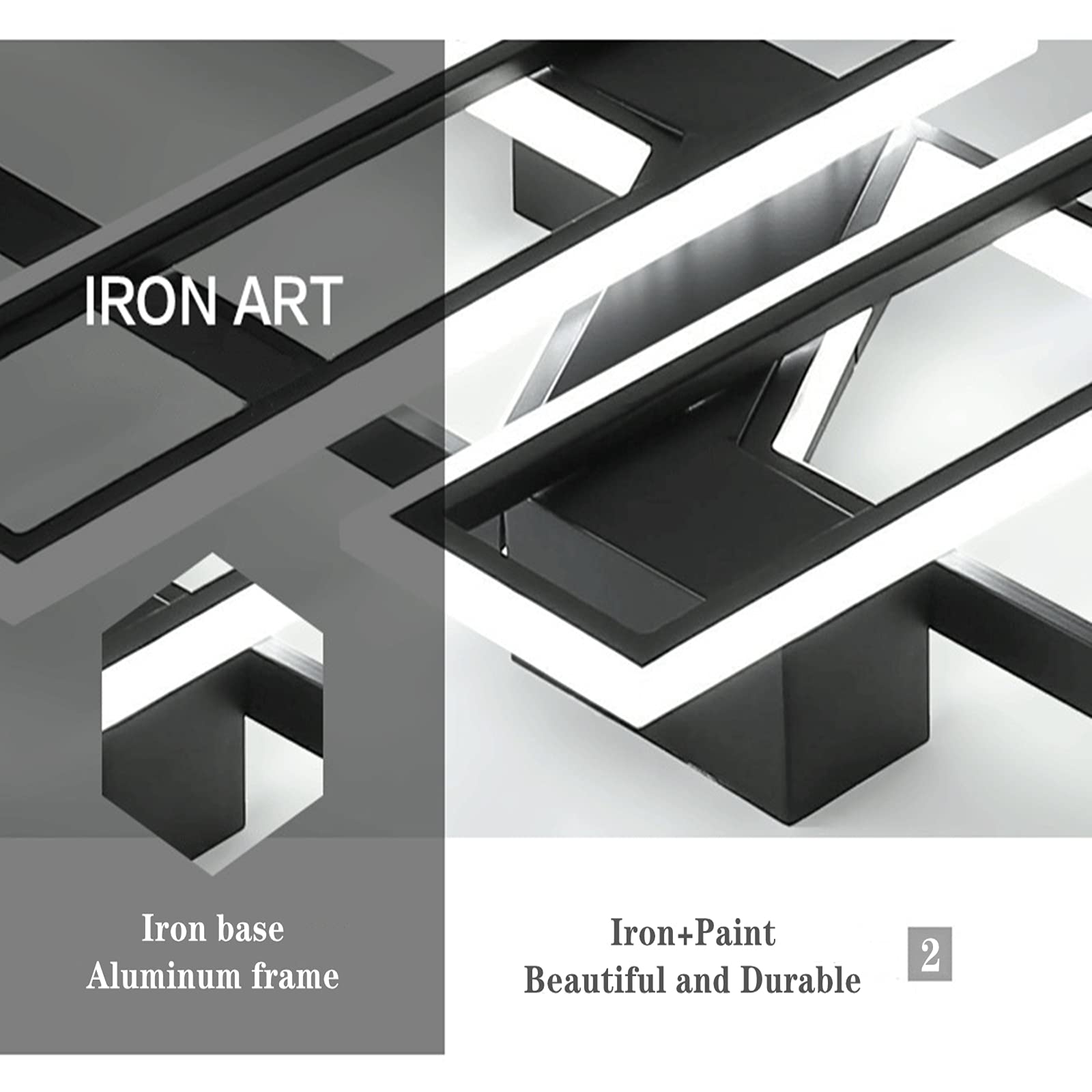 Fbfc 47.2In Modern Led Ceiling Lights Fixture  116W Black Dimmable Chandelier  Rectangular  With Remote Control Diningroom Lamp  Flushmount Geometric Led Ceiling Lamps For Bedroom Living Room