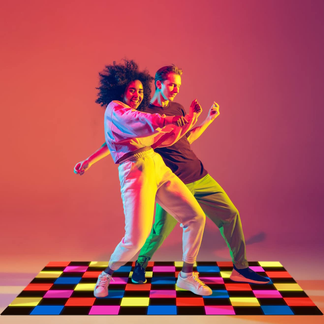 UNICORN ELEMENT Neon Dance Floor Light Up Dance Floor UV Blacklight Reactive Aisle Runners Glow in The Dark, Birthday Disco Neon