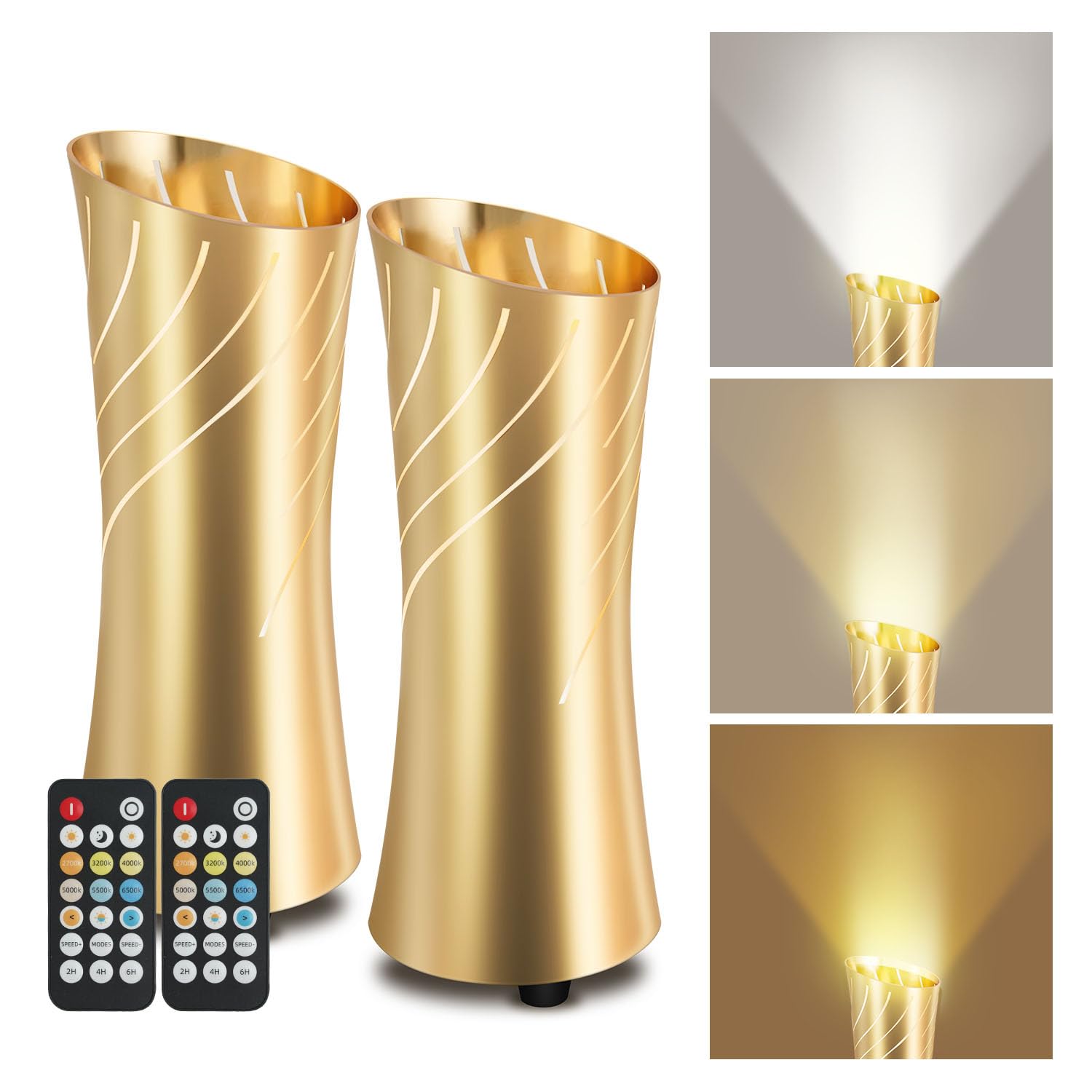 Fulanzaren Uplighting Indoor Floor Can Light, 2700K-6500K, Aluminum, 2 Pack, White, Model cct01