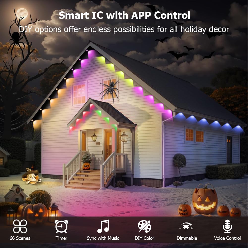 100Ft Permanent Outdoor Light  Smart Rgb Plus Ic Outside Lights For House  App/Remote Control String Light  Work With Alexa  Ip67 Waterproof Led Strip For Daily Party Christmas All Holiday Decor