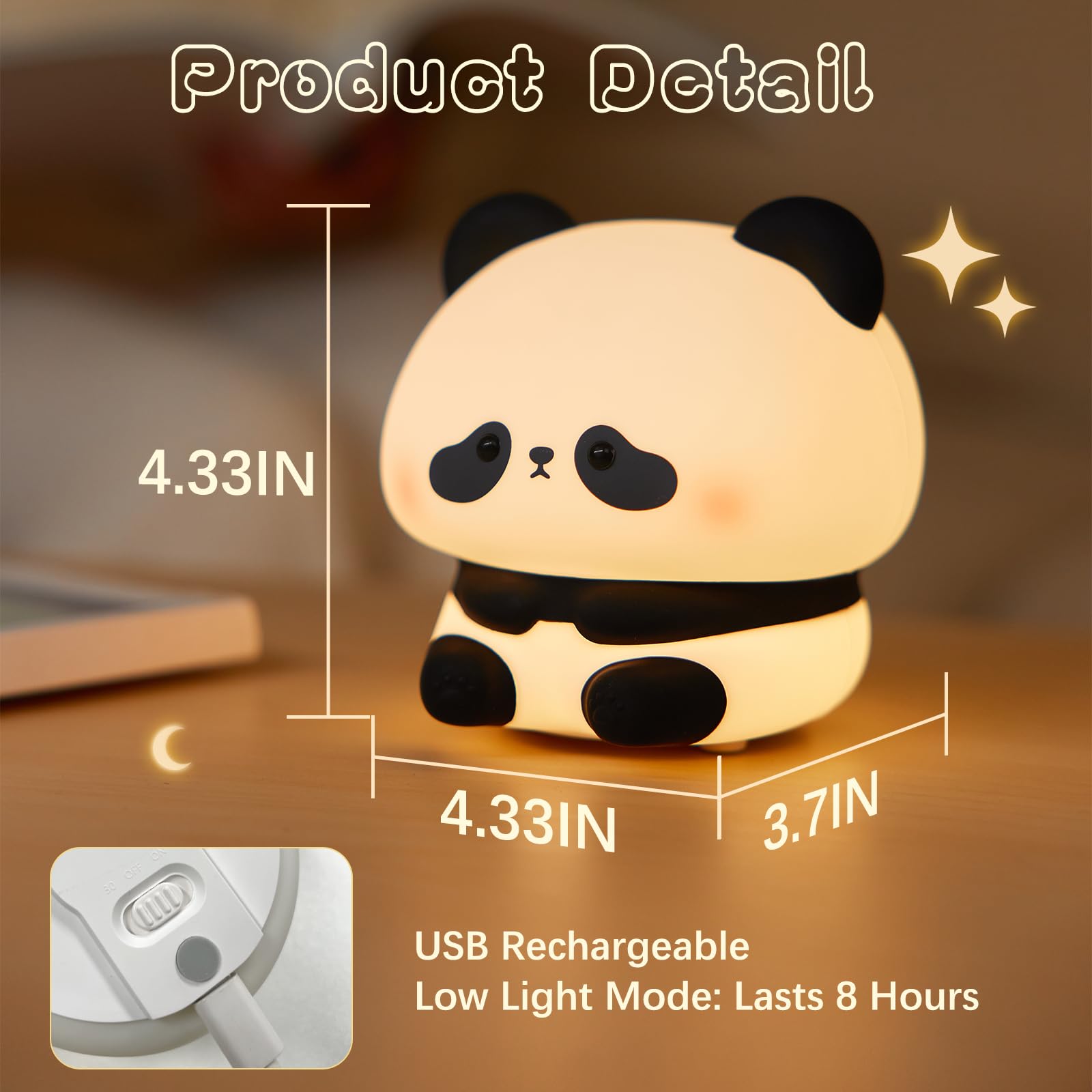 Cute Panda Night Light  Led Squishy Novelty Animal Night Lamp  Food Grade Silicone 3 Level Dimmable Breastfeeding Nursery Nightlight For Room Decor  Cute Gifts Stuff For Boys Girls Baby Children