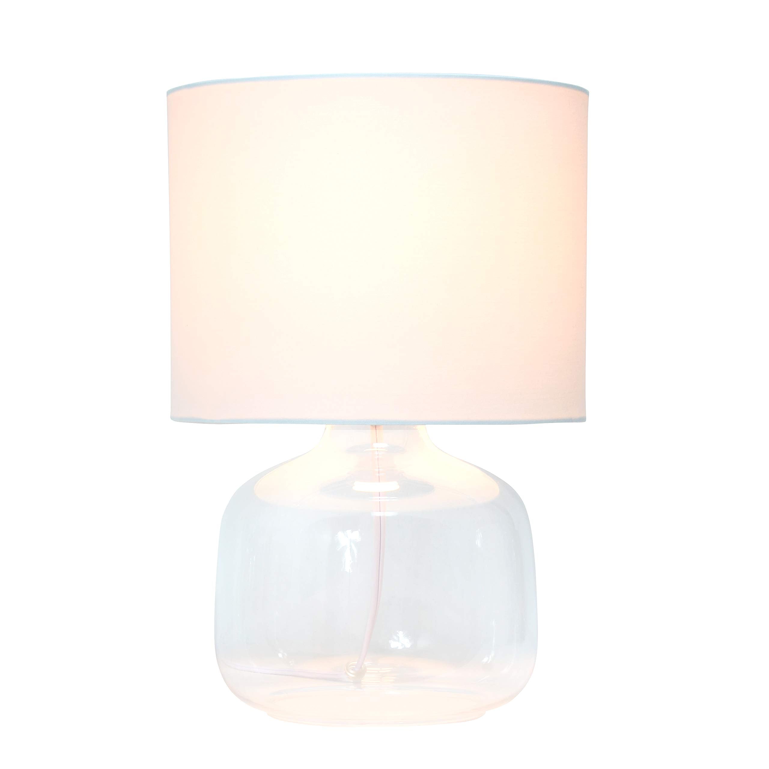 Simple Designs Lt2064-Clw Clear Glass Table Lamp With White Fabric Shade