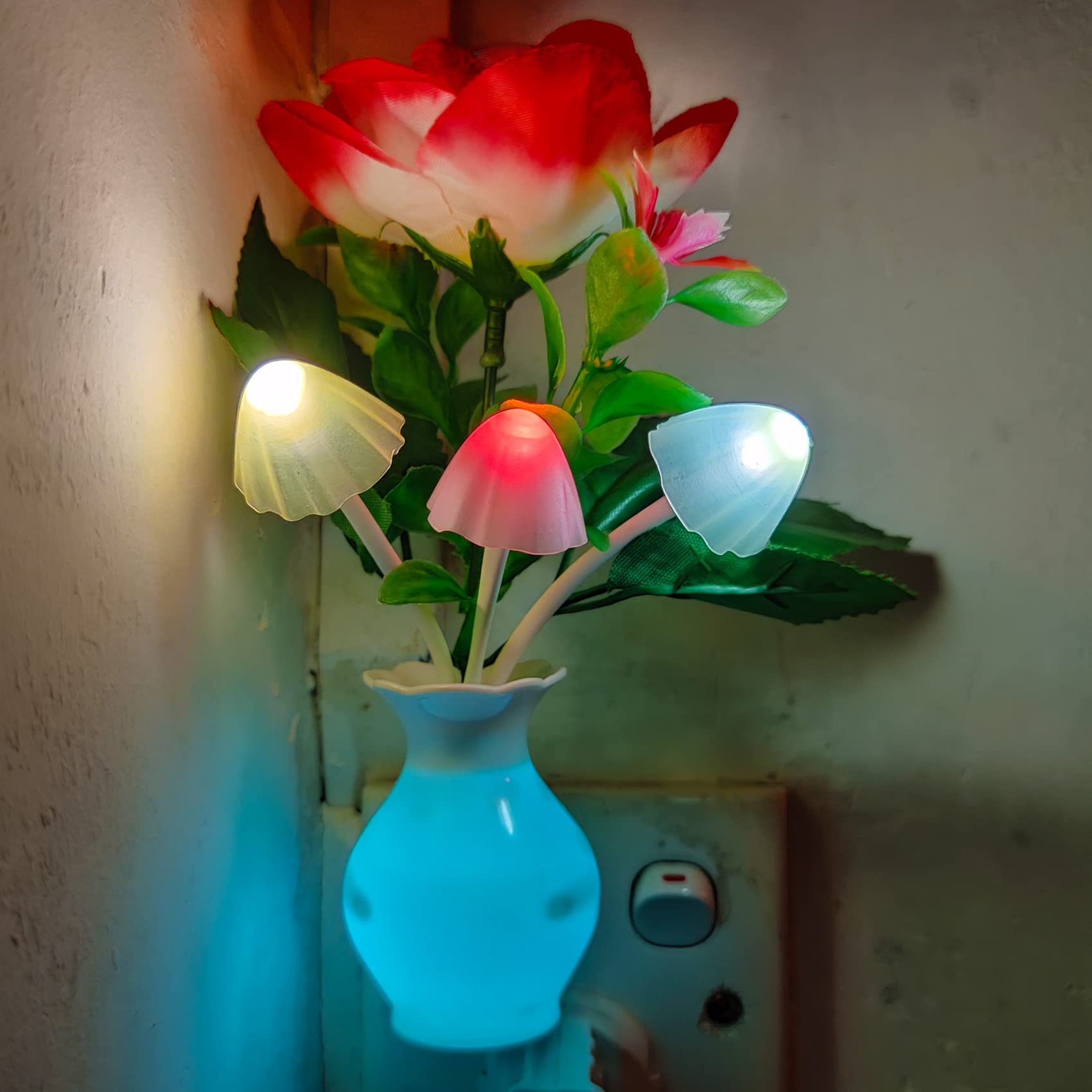 Ausaye Sensor Led Night Light Plug-In Nightlight, Color Changing Rose Flower Mushroom Night Light For Kids Adults Bedroom, Bathr