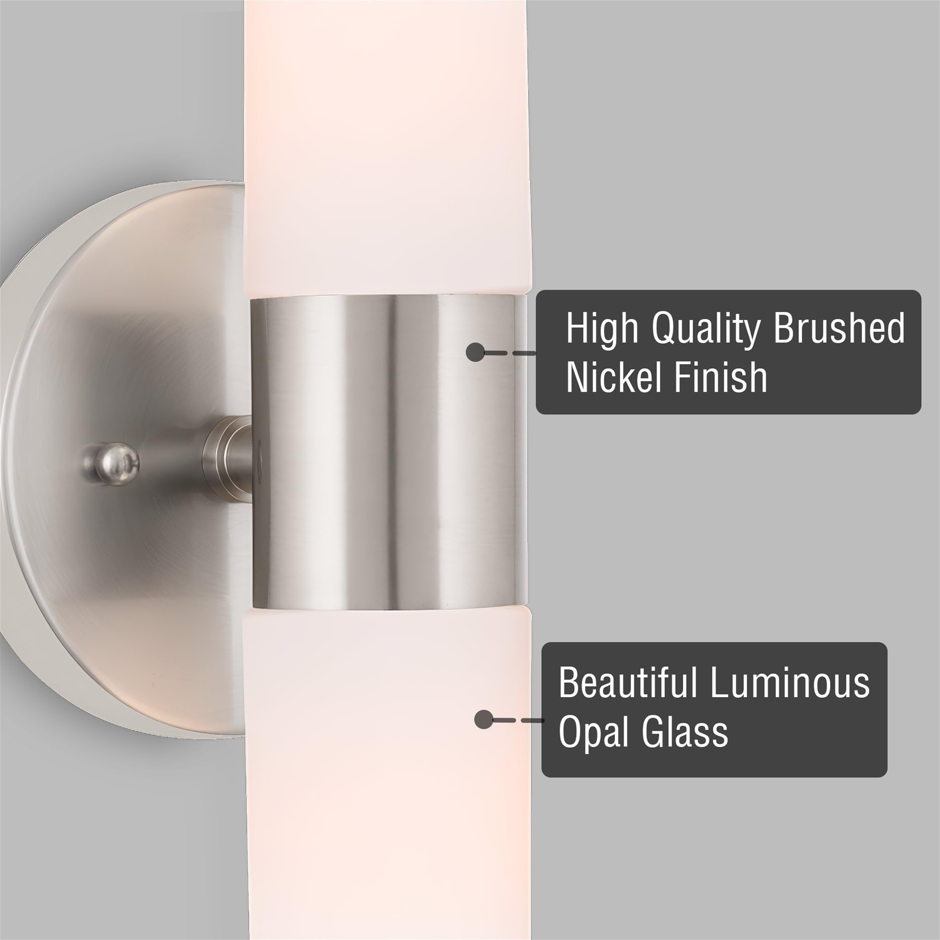 Kira Home Duo 14in Modern Wall Sconce, Frosted Glass Shades, Brushed Nickel Finish, Model RV-W131-14-BN
