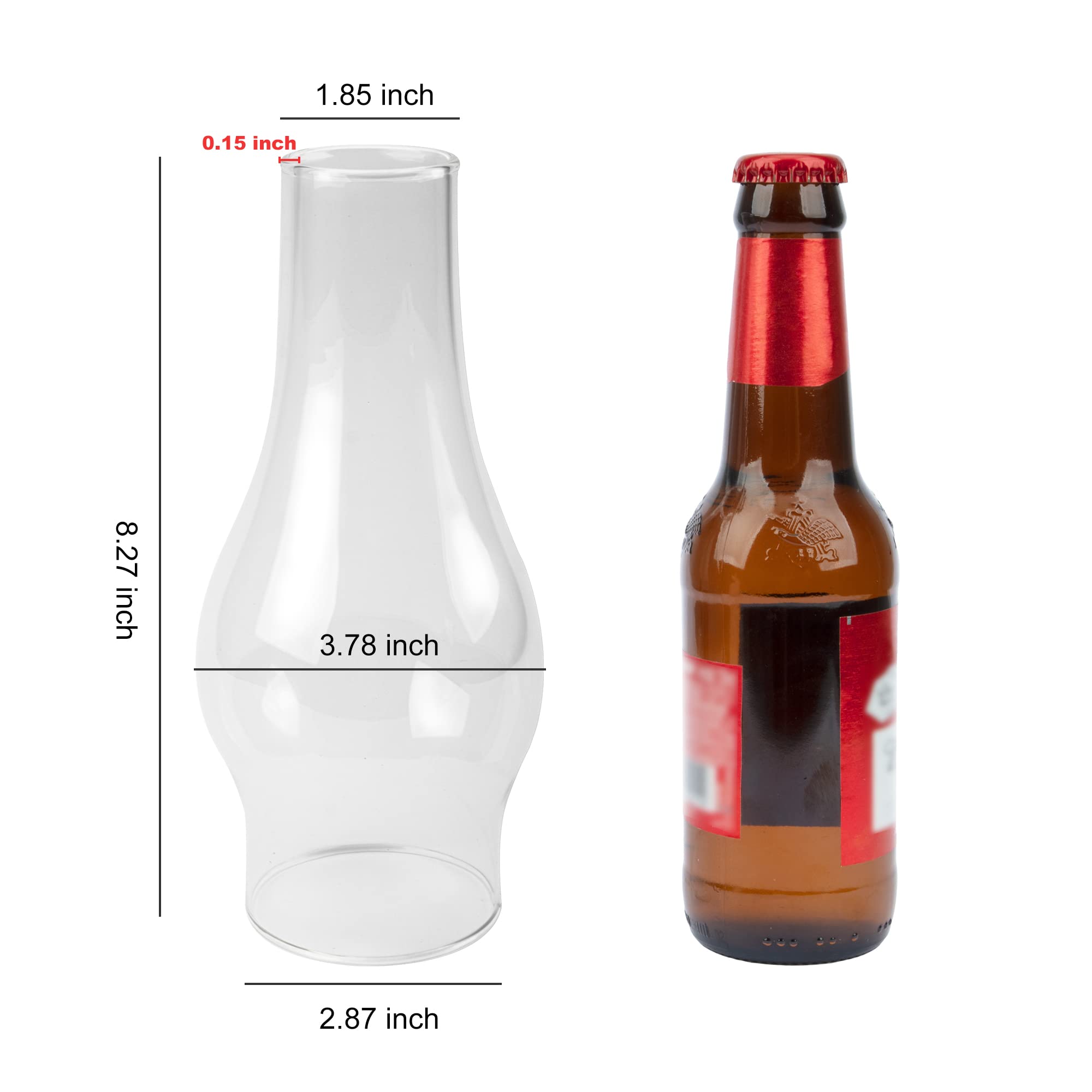 RAHATA Oil Lamp Chimney Hurricane Lamp Glass Replacement Clear 3 Inch Base for Kerosene Lamp Shade(Flat Style 2P)