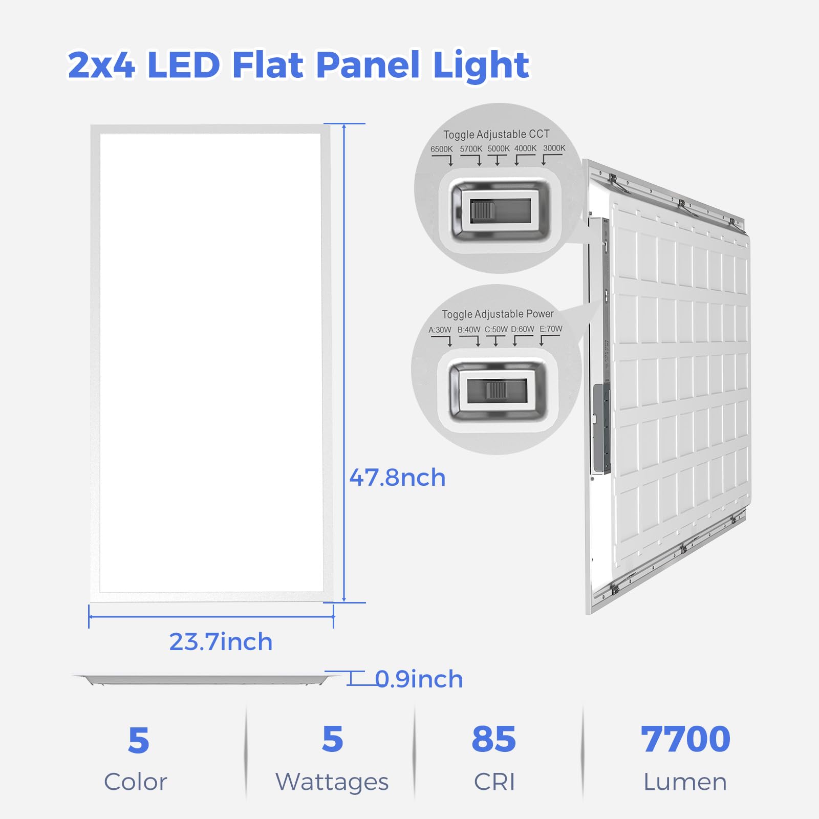 Aikvsxer 2X4 Led Flat Panel Light-10 Pack 5Cct 3000K-6500K Selectable Color Temperature 0-10V Dimmable 2X4 Led Drop Ceiling Ligh