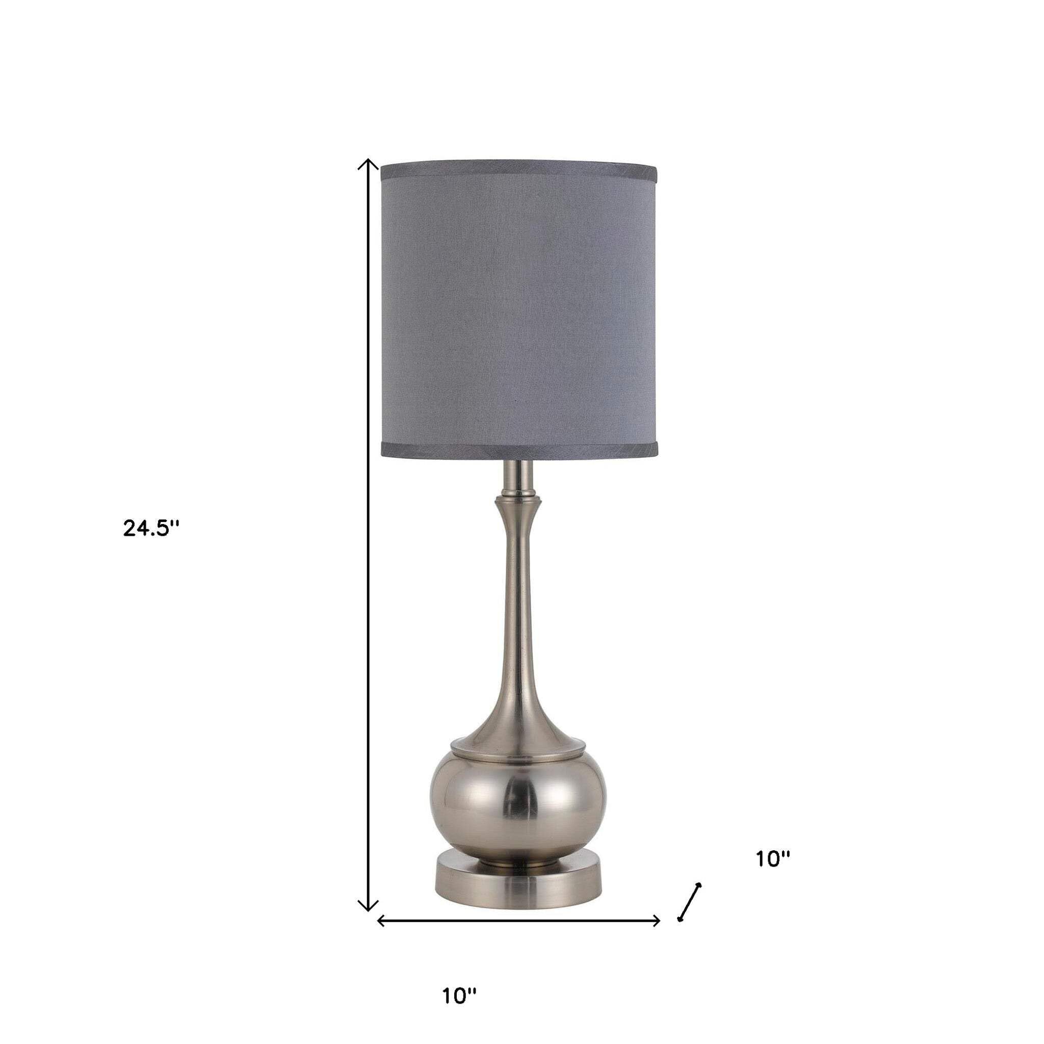 Homeroots Nickel Metal Table Lamp With Taupe Cone Shade - 25 In., Model 524684