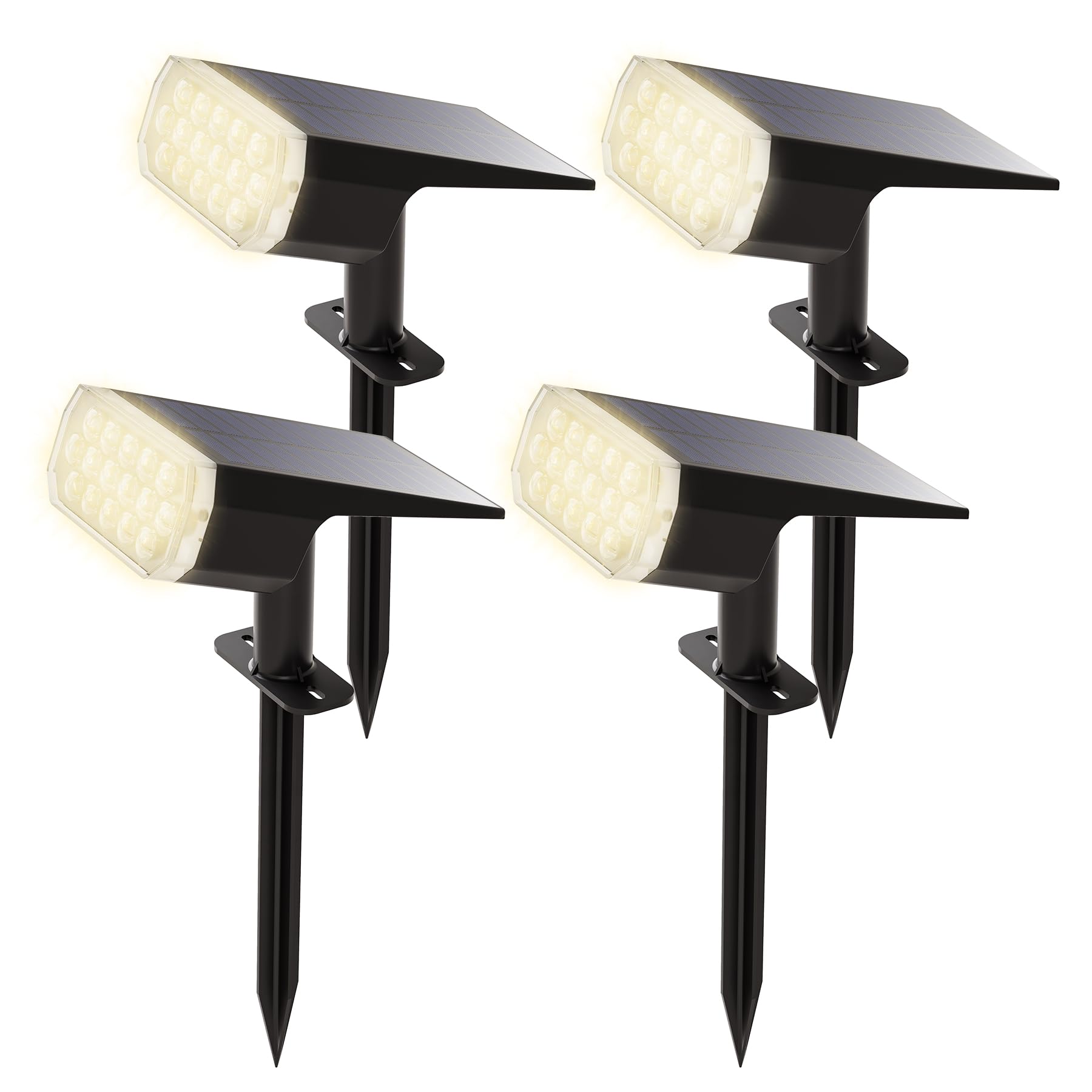 AIDROIT Solar Spot Lights Outdoor, 3 Lighting Modes Solar Outdoor Lights for Garden Yard Outside Landscape, 4 Pack Warm