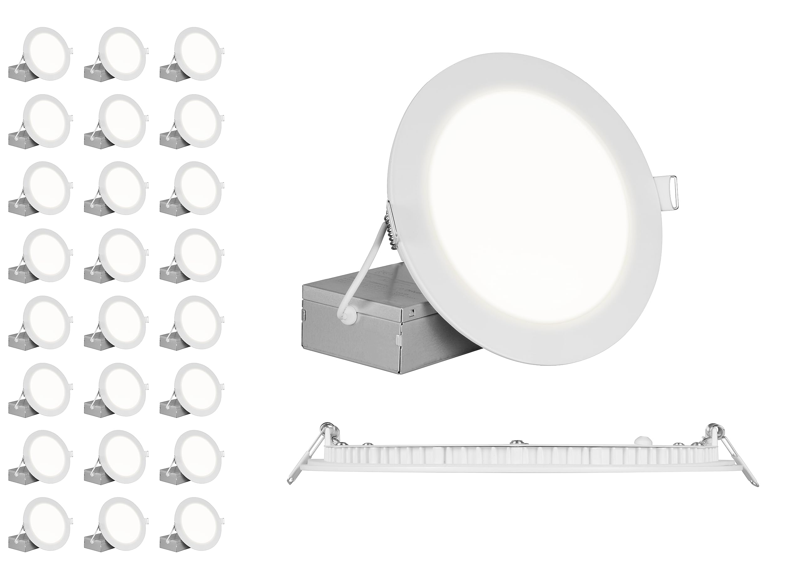NICOR Lighting REL Series 8-inch Round White Canless LED Downlight in 3000K (16 Pack) (REL811203KRDWH-16PK)