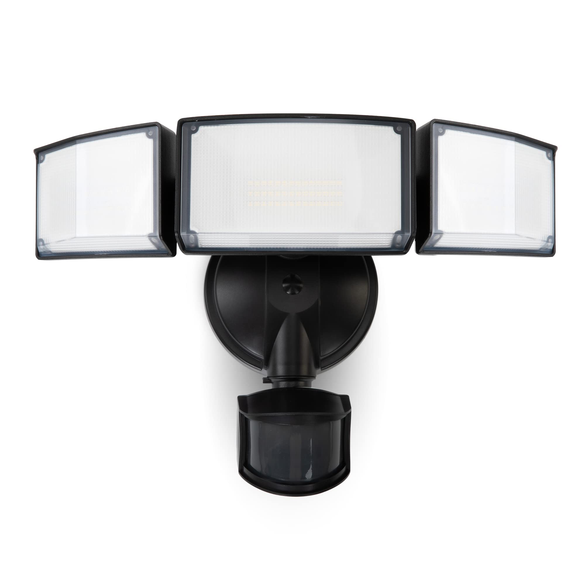 Lutec 72W Led Security Light, 6300Lm Motion Sensor, Ip65 Waterproof, 5000K Daylight, Black-3 Head, Ideal For Garage, Yard, Porch