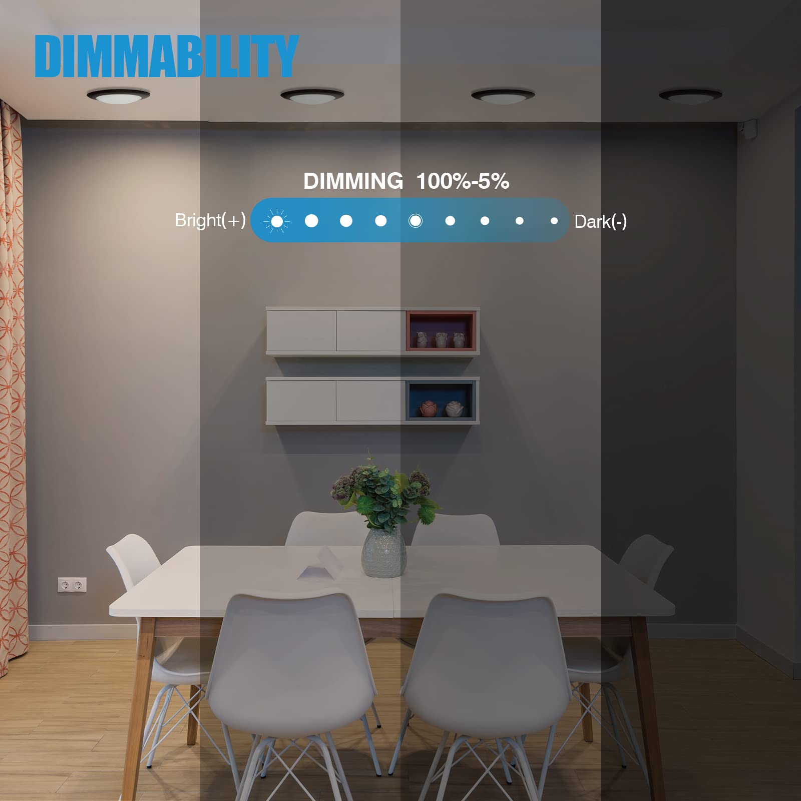 ECOELER LED Flush Mount Ceiling Light 16.5W 1100Lm Dimmable 3000K Warm White 4 Pack Metal CDR615