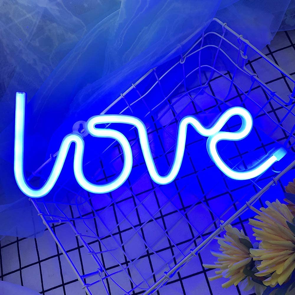 MIRADH Neon Love Signs Light 13.70 LED Love Art Decorative Marquee Sign - Wall Decor/Table Decor for Wedding party Kids Room Liv