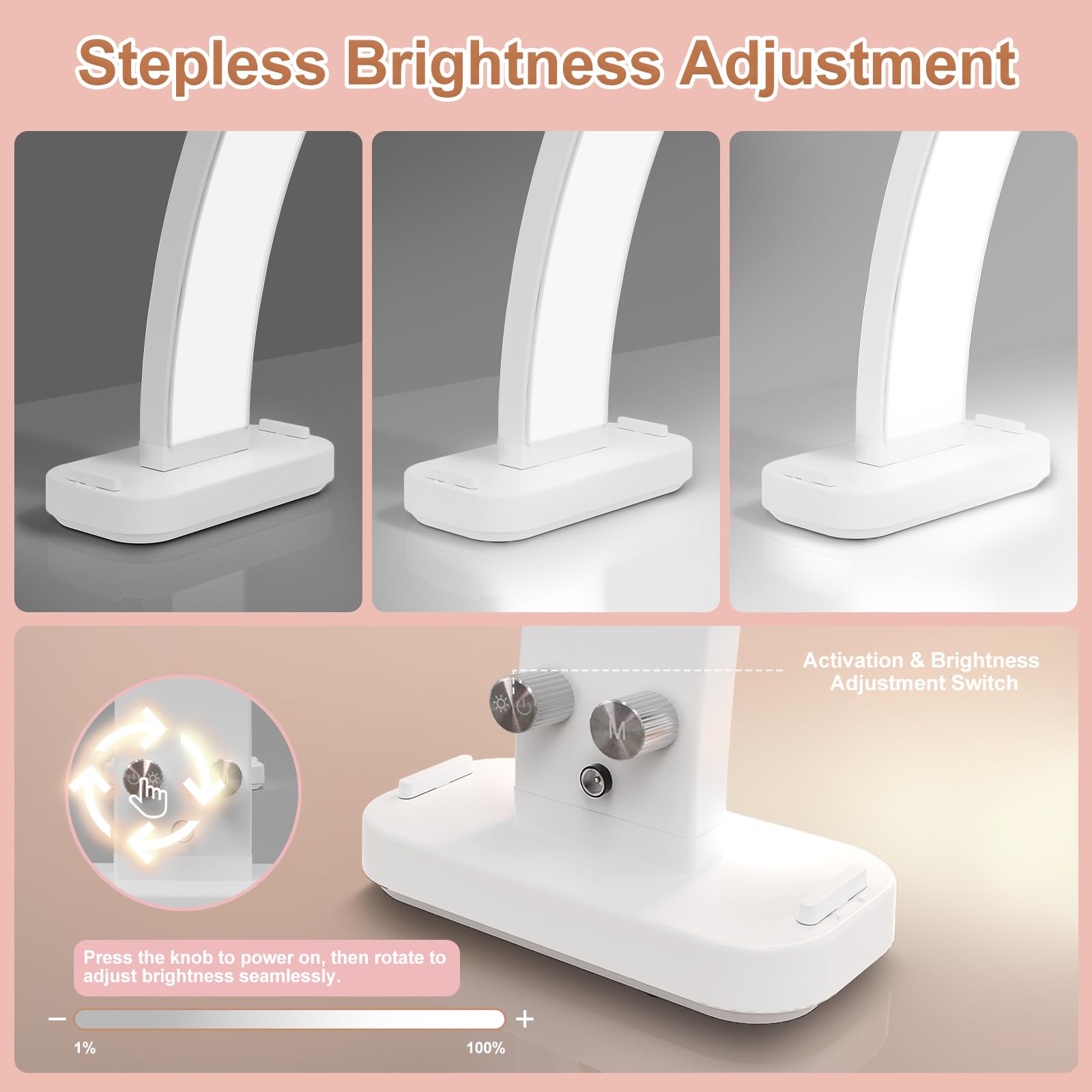 TONYFUL Half Moon Light for Nail Desk, 45W Nail Tech Light with Phone Holder, Foldable Arch Lamp with Stepless Dimming & Color T