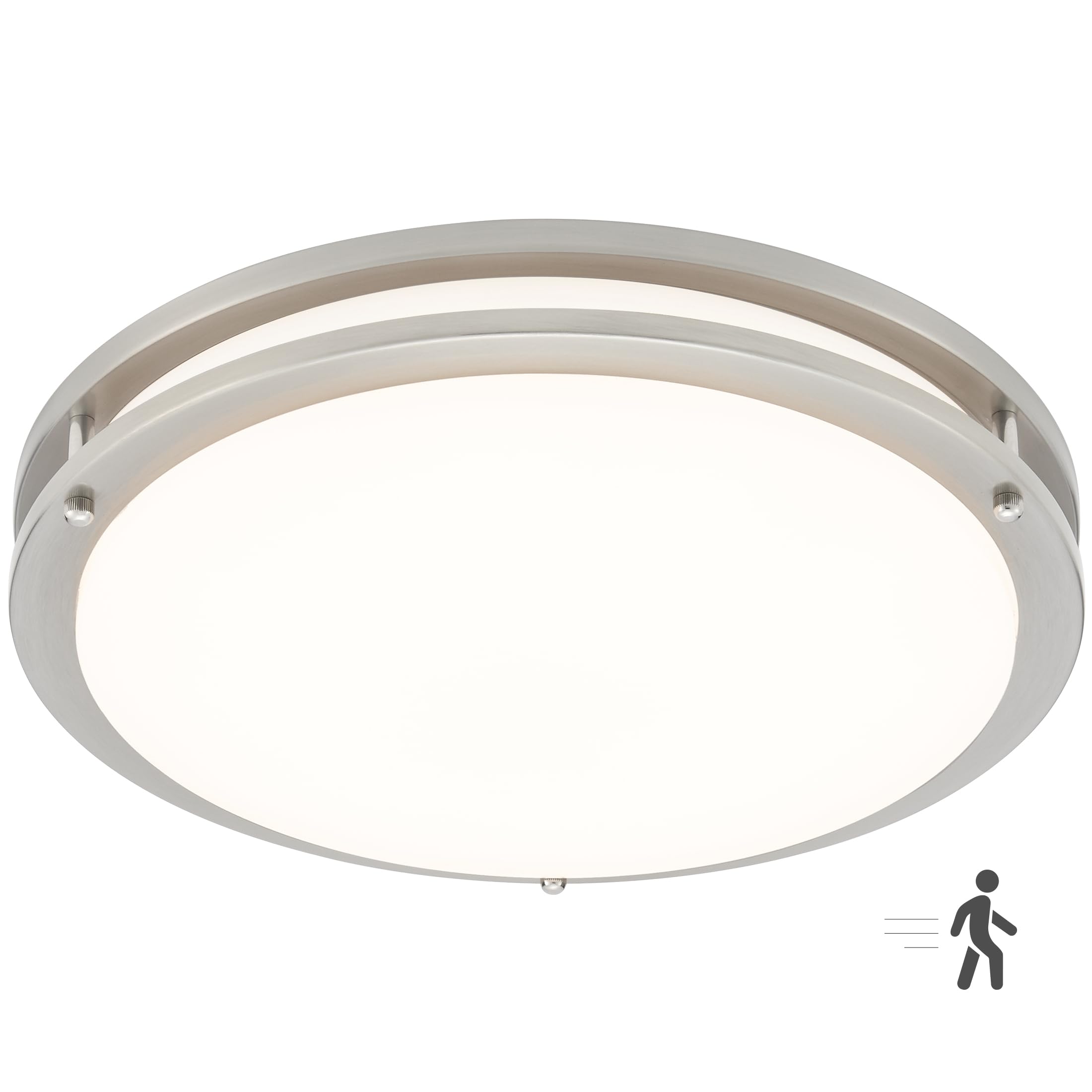 Maxxima LED Flush Mount Ceiling Light Fixture, Motion Sensor, 1300 Lumens, 5 CCT, Satin Nickel, Model MCL-3141805SN