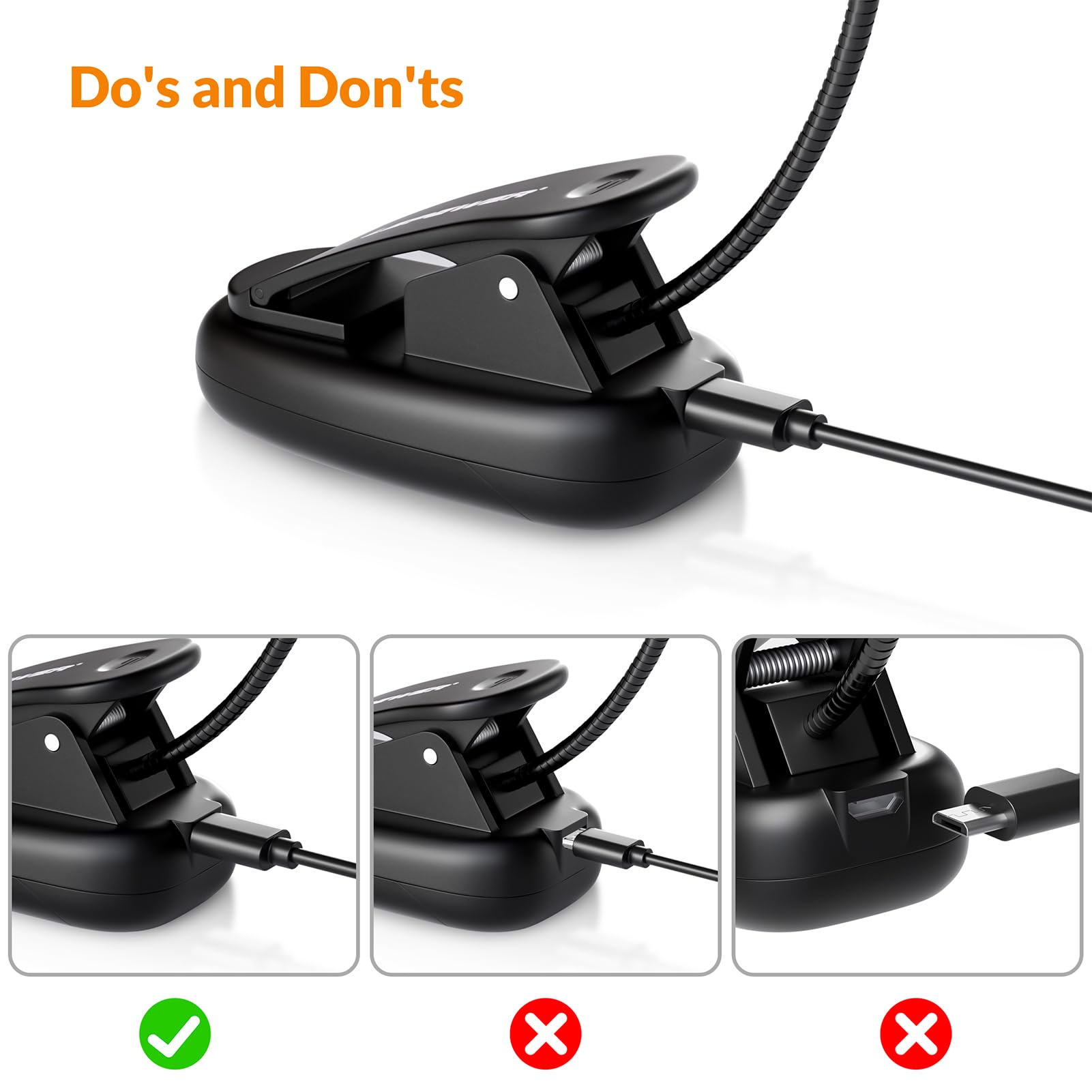 Lepower Clip-On Book Light With 5 Led Eye Care, 3 Color Changeable, Portable Reading Lamp, Battery & Usb Operated, Bed Light For