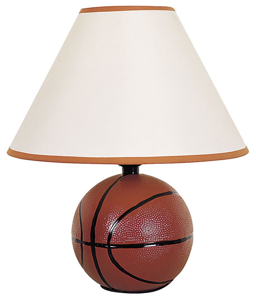 12 In. Table Lamp With Ceramic Basketball Base In Orange Finish