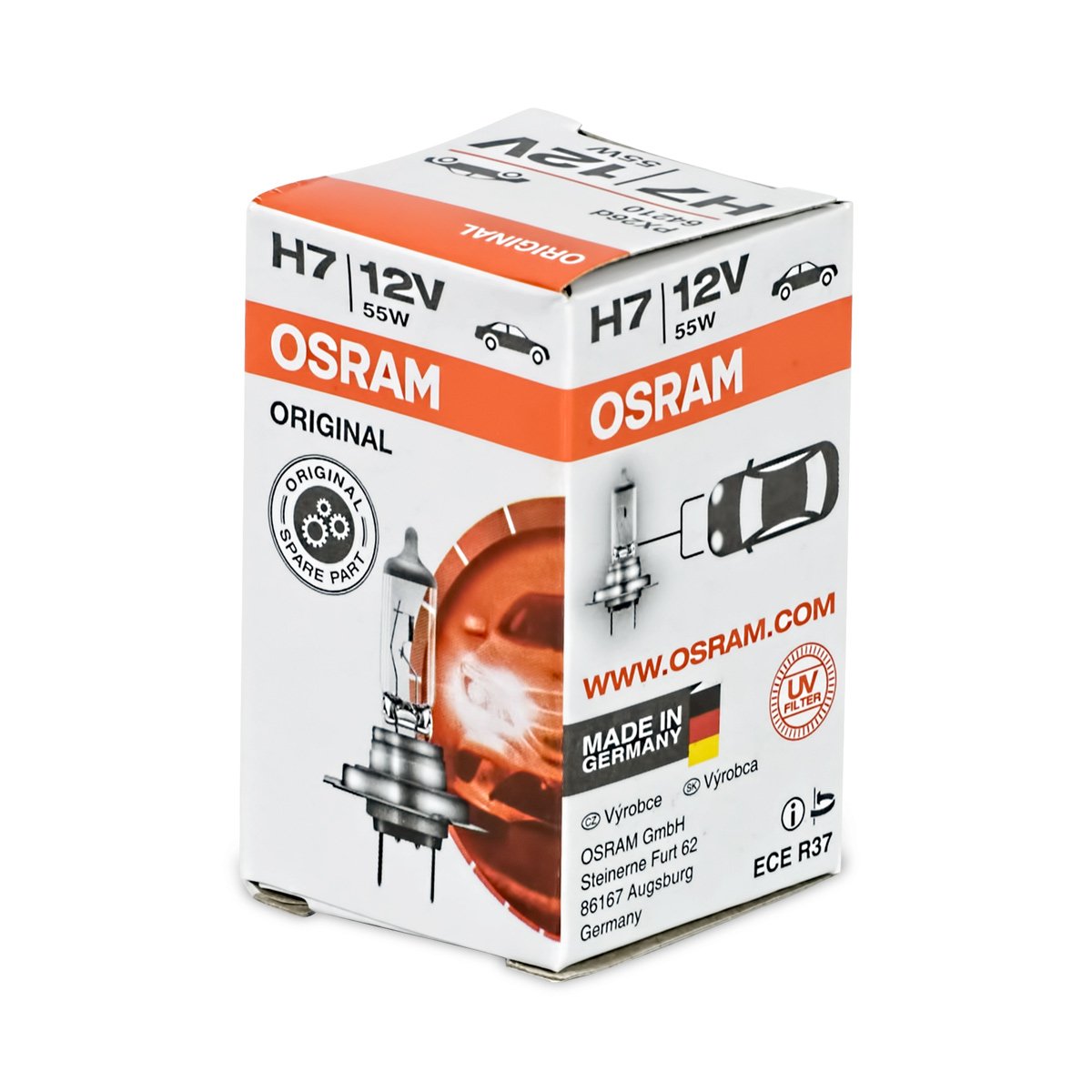 OSRAM H7 Halogen Bulbs 12V Original Line Clear Headlight Lamps Model 64210