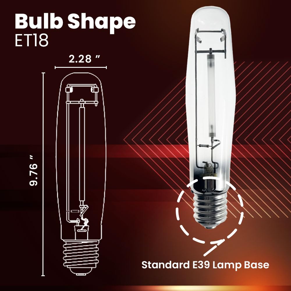 Gruotvszak Lu250/Mog 250 Watt High Pressure Sodium Light Bulb, Mogul Base (E39), Ansi Code S50, 30000 Lumen, 24000 Life Hours, E
