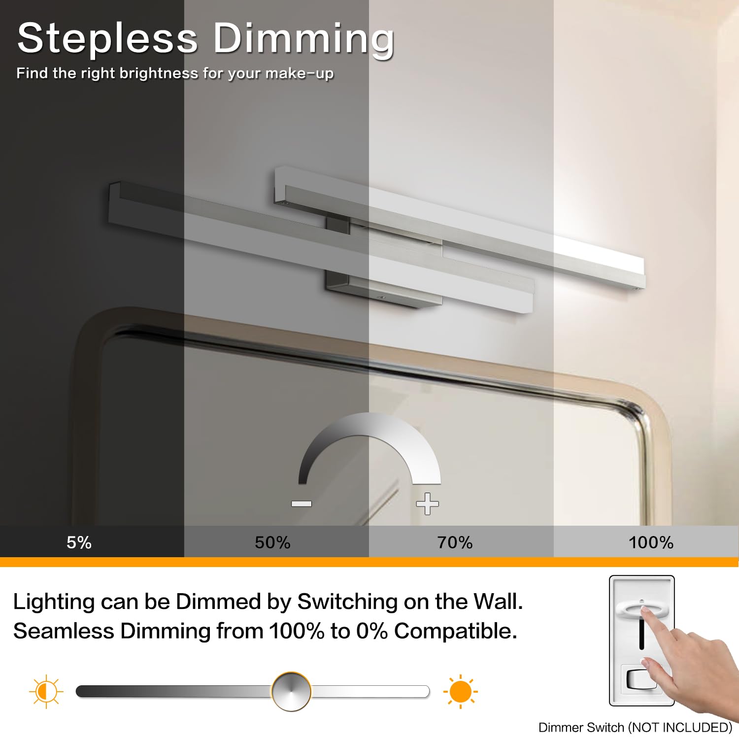 Presde Bathroom Light Fixtures Over Mirror 5 Color Changeable Bathroom Vanity Light 32Inch Modern Brushed Nickel Led Bath Wall L