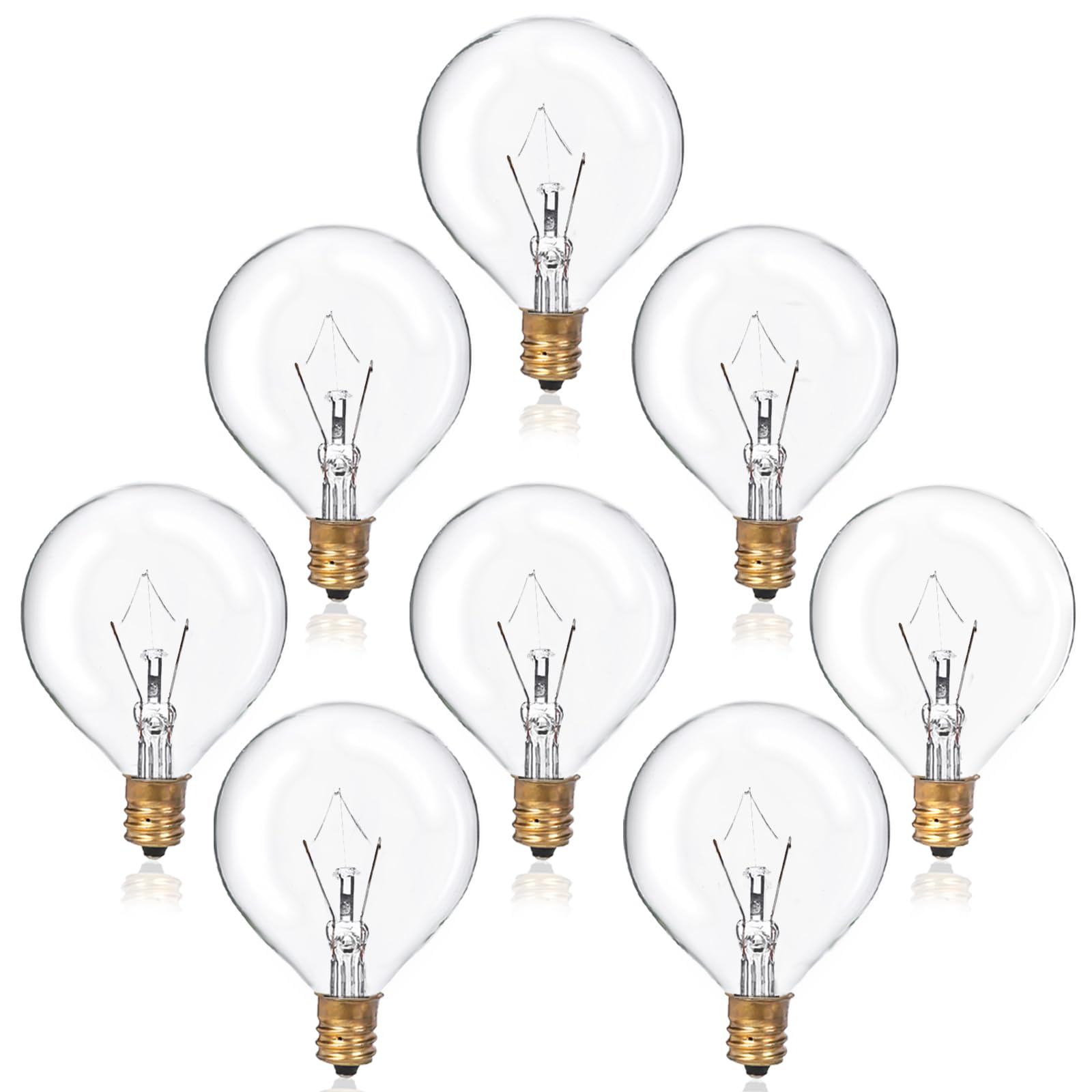 Hinuaxbulb 8 Pack 40 Watt Wax Warmer Bulbs Replacement Light Bulb For Full Size Scentsy Warmer 120V G50 E12 Incandescent Standar