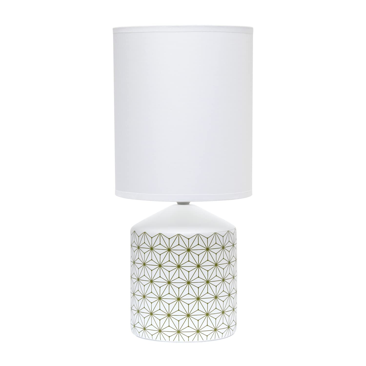 Simple Designs Table Lamp Geometric Pattern Ceramic Gold LT2077-SQU 8.5inL x 8.5inW x 18.5inH