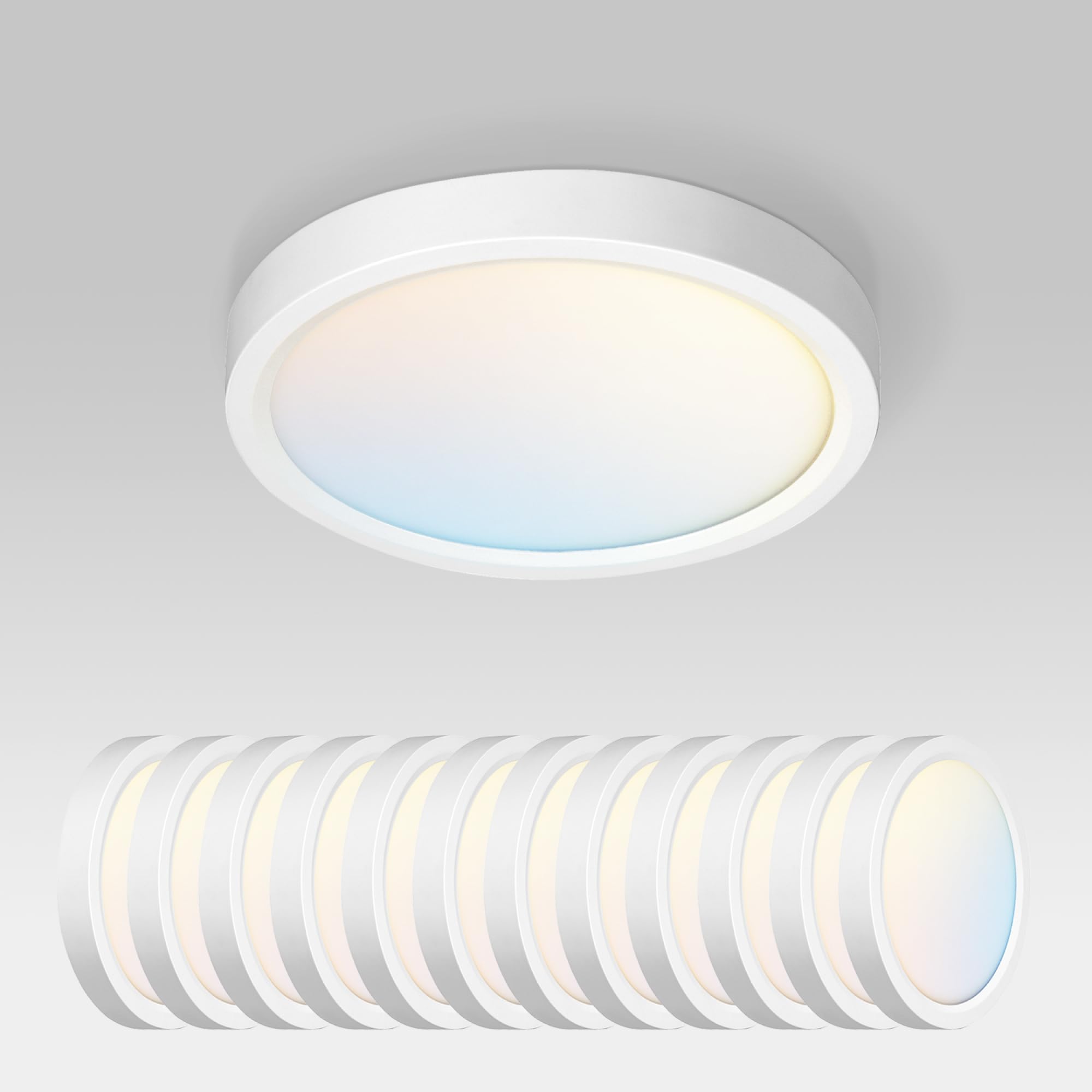 ASD LED Ceiling Light Fixture 15W 1260LM Dimmable 7in Round White 12 Pack