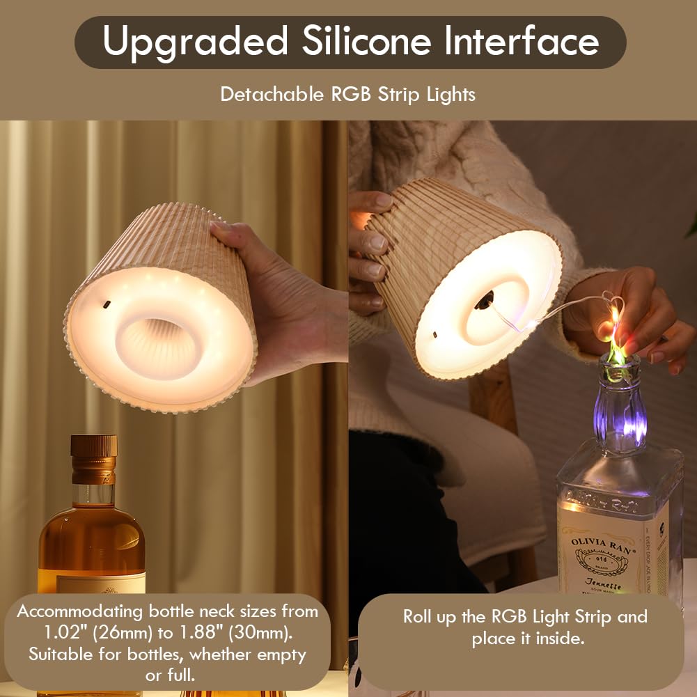 Wilit Wireless Lamp Shades For Table Lamps, 3-Level Brightness Wine Bottle Lights, Cool Desk Lamps For Bar Decor, Wine Lamp With