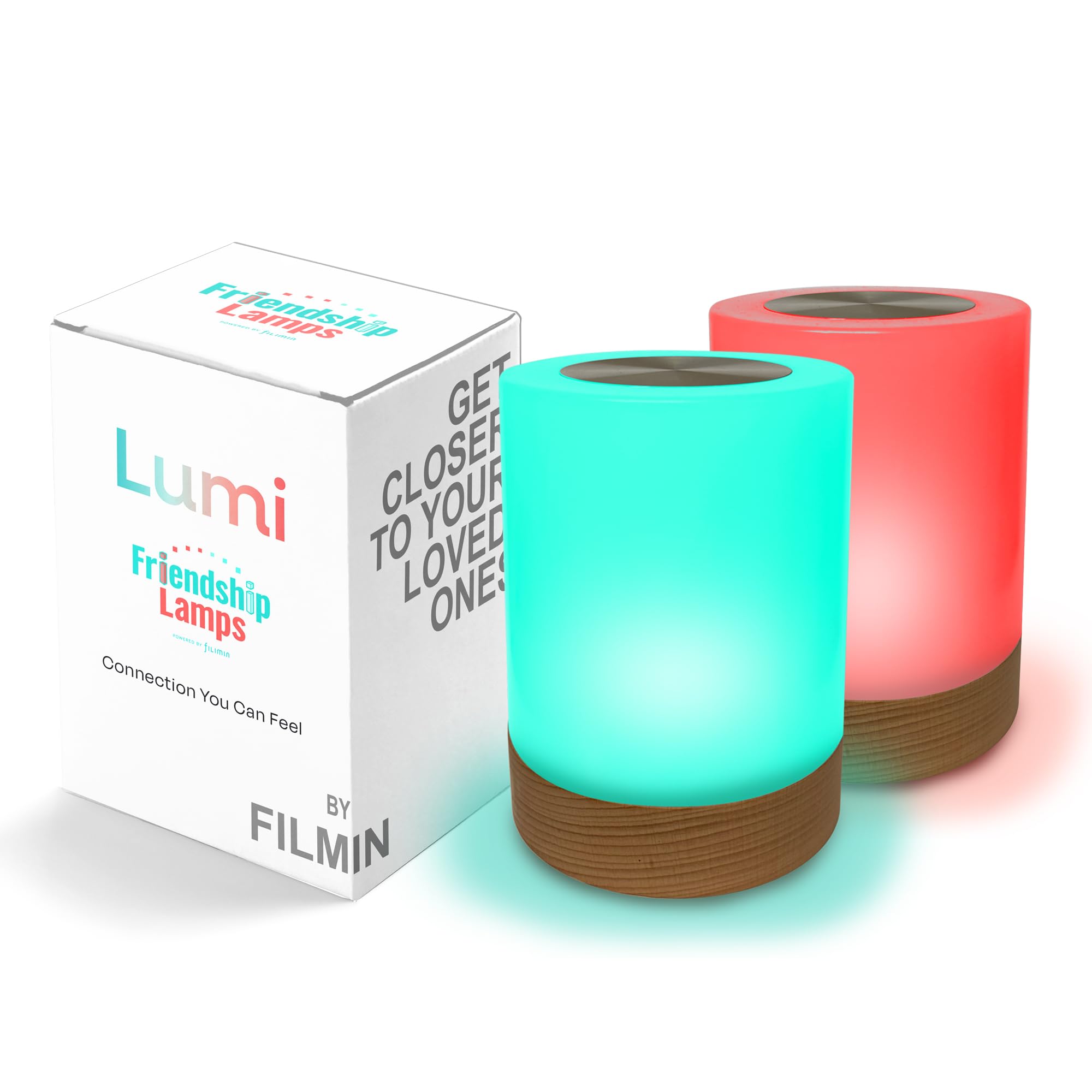 Friendship Lamp Lumi by Filimin - Best Friend WiFi Touch Lamp Real Beech Wood LED Light for Long-Distance Connection  Relationship  Friendship  Gifts  Couples  App Setup  No Subscription - Set of 2