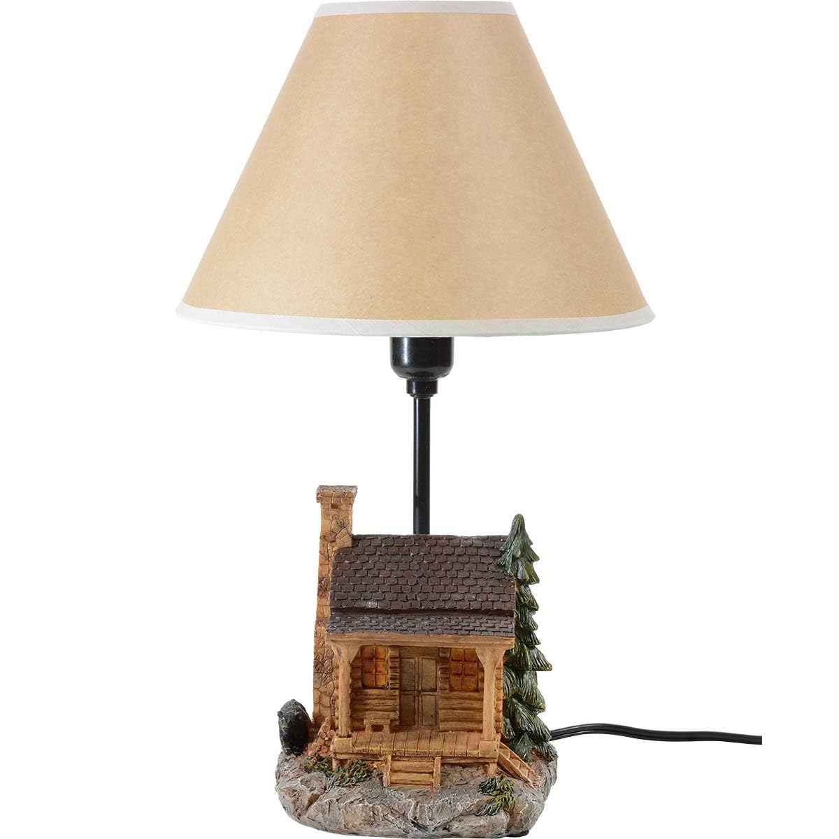 BLACK FOREST DECOR Cozy Cabin Accent Lamp - Vintage Rustic Design, 16.25" x 10", Black for Living Room, Nightstand, Desk