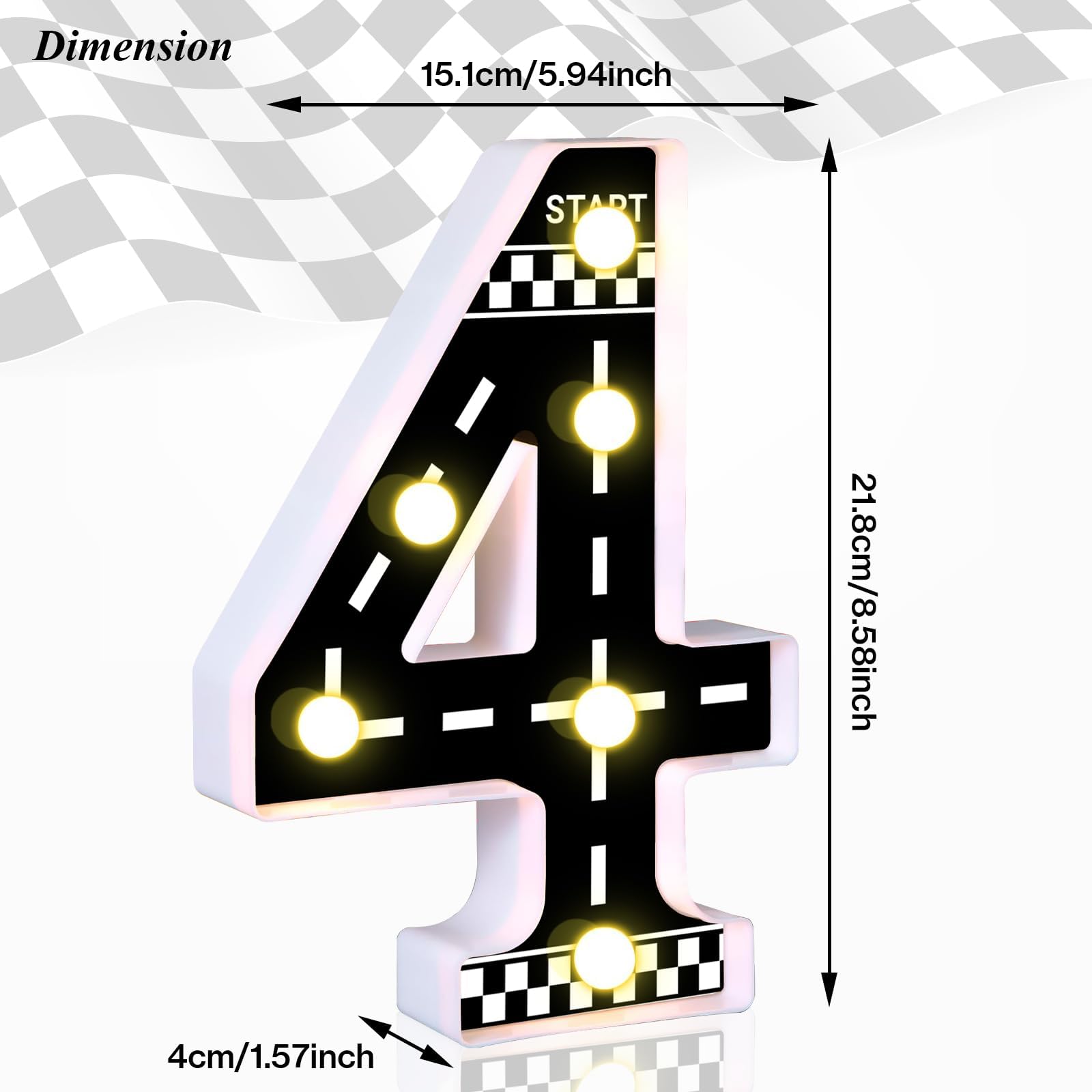Racing Car Light Up Numbers Checkered Birthday Decorations Happy Birthday Light Up Sign Racetrack Inspired Decor Cars Theme Birt