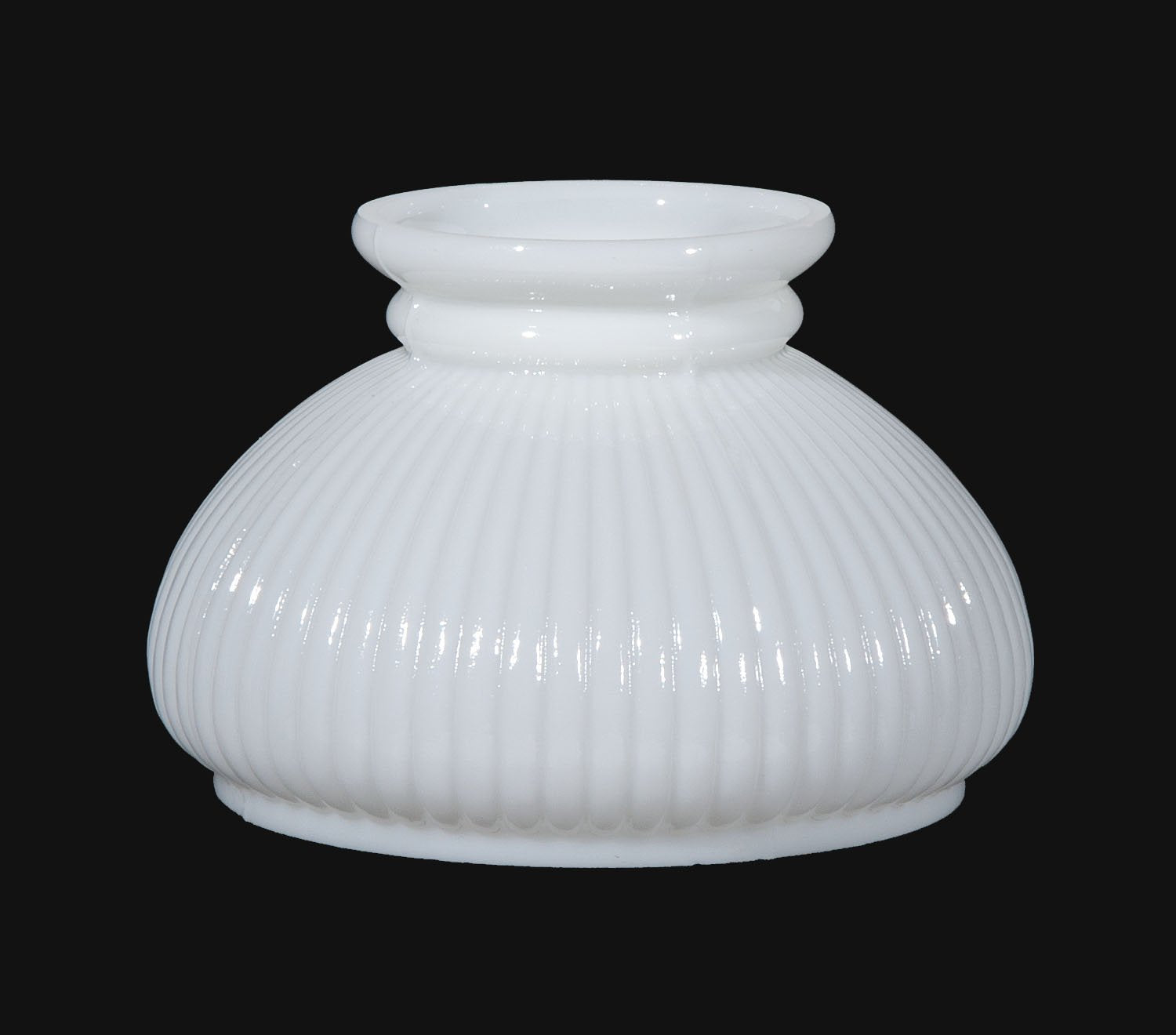 B&P Lamp® 7-Inch Student Shade, Ribbed Design, White Over Clear Glass, Model 00616C