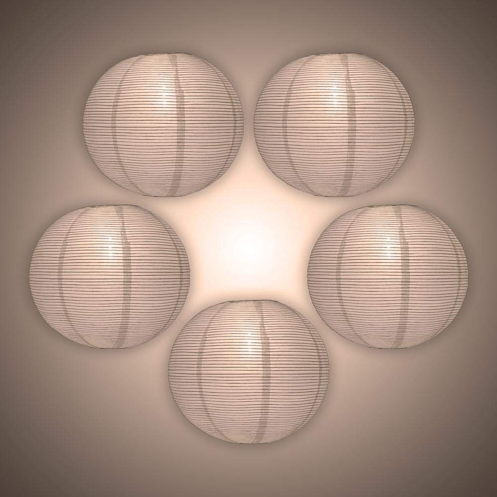 Paperlanternstore.Com (5-Pack) 12 Inch White Fine Line Premium Even Ribbing Paper Lantern, Extra Sturdy
